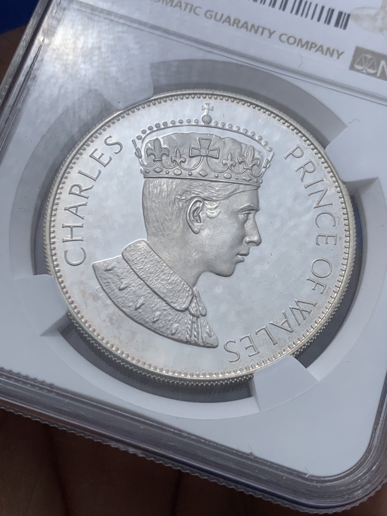 《竞宝斋》第245场-周日，周一 ，周二3场连拍 (全场包邮) NGC PF63UC 英国1969年查尔斯加冕威尔士亲王纪念精制银章