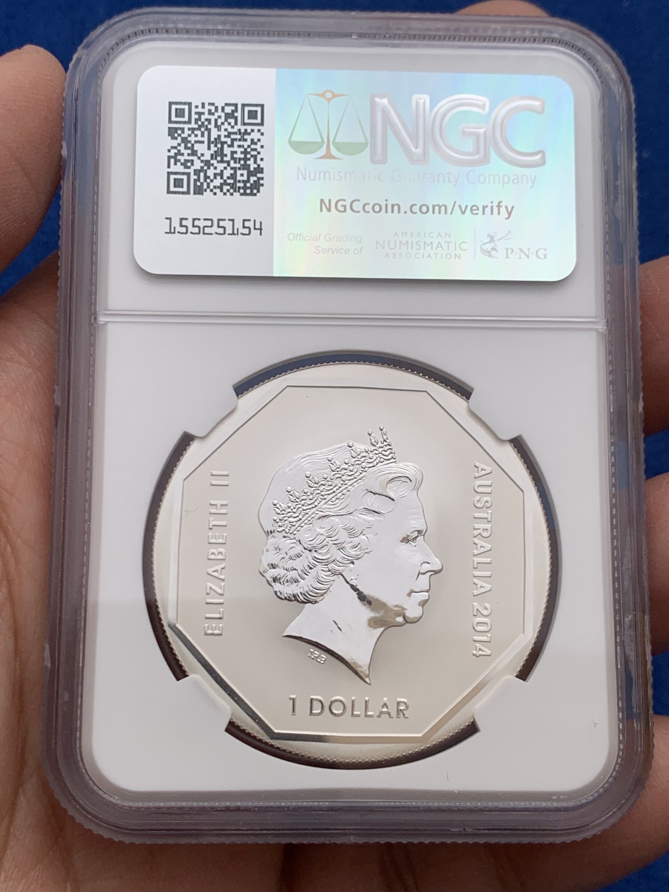 《竞宝斋》第245场-周日，周一 ，周二3场连拍 (全场包邮) NGC MS69 澳大利亚2014年考拉1元银币 原盒装含证书 1盎司 999银 31.1克