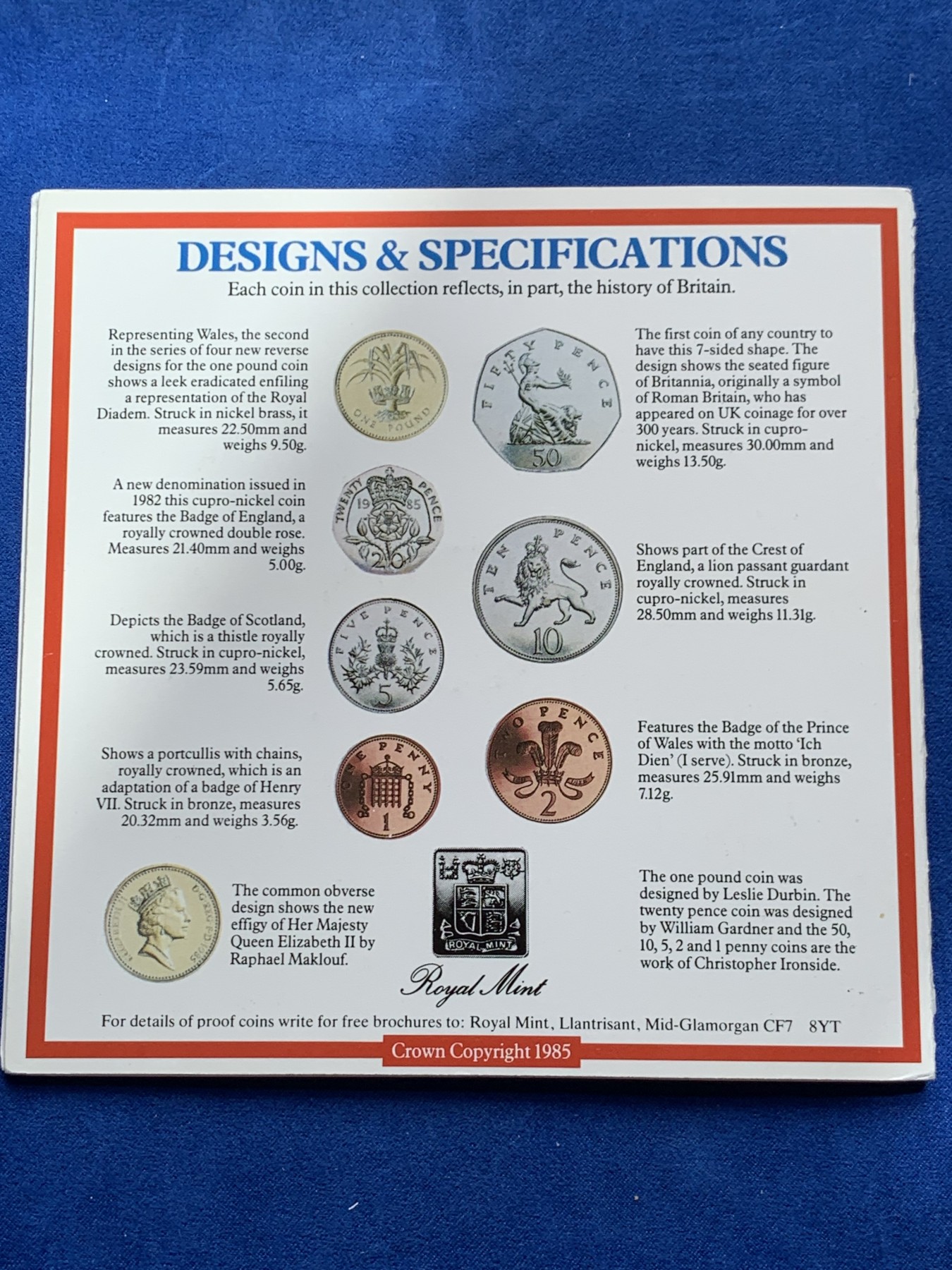 《竞宝斋》第245场-周日，周一 ，周二3场连拍 (全场包邮) 英国1985年硬币套装，共7枚