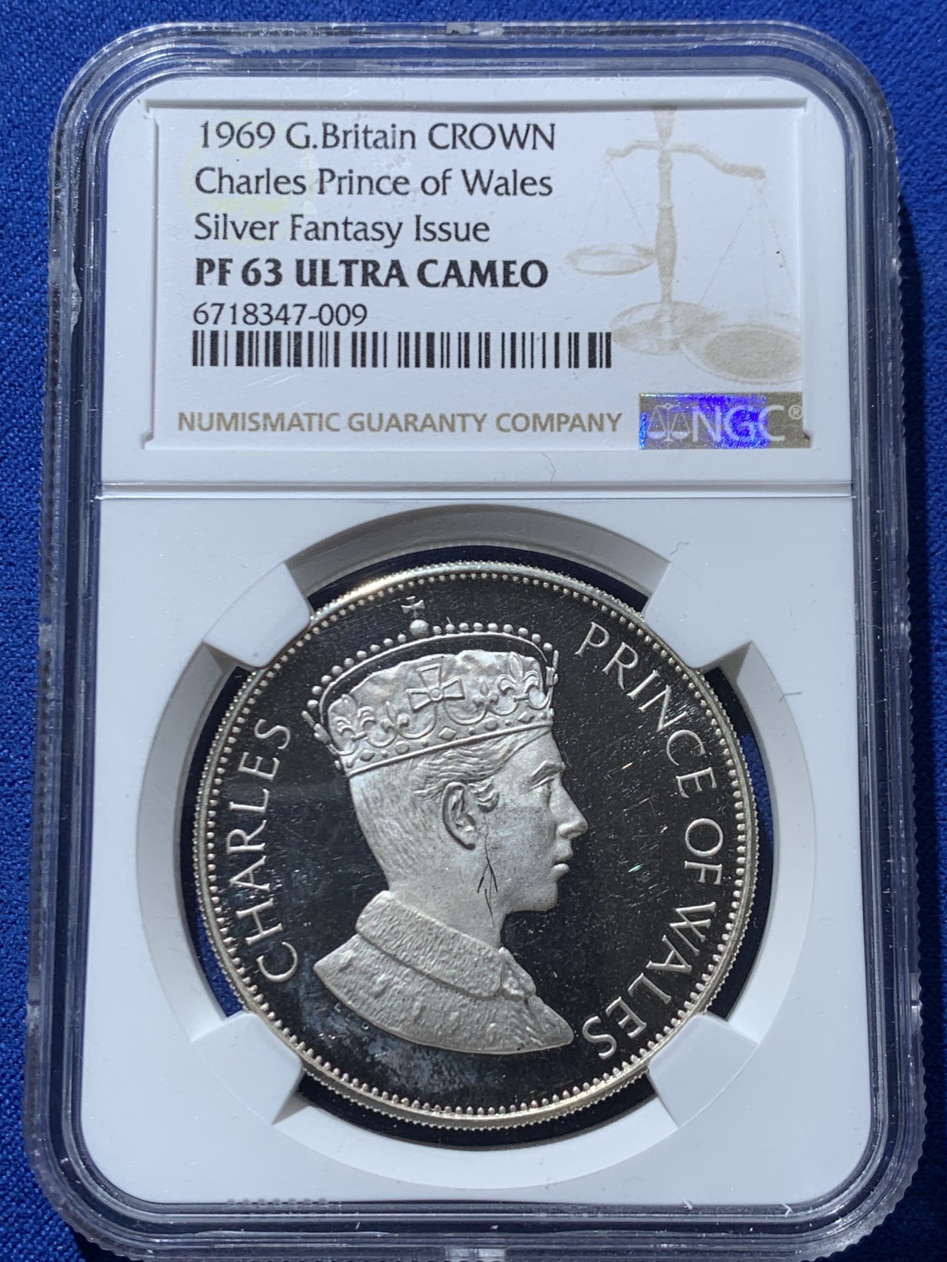《竞宝斋》第245场-周日，周一 ，周二3场连拍 (全场包邮) NGC PF63UC 英国1969年查尔斯加冕威尔士亲王纪念精制银章
