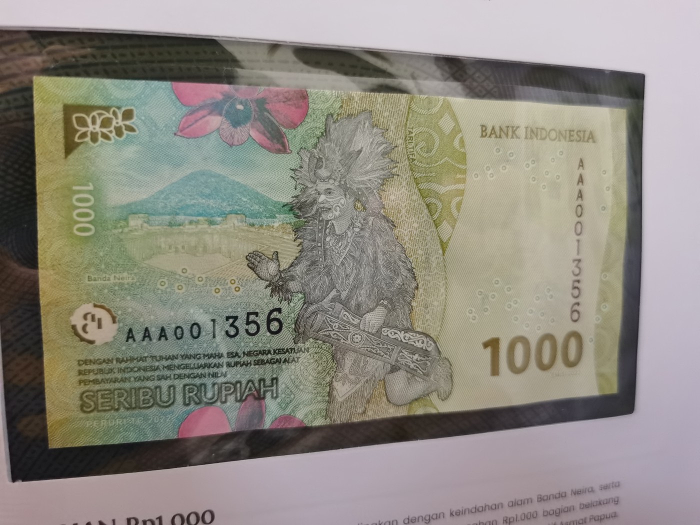 Immortal acution 三月第二场 印度尼西亚全同号AAA 1356，千位号，内部员工册（稀有），UNC