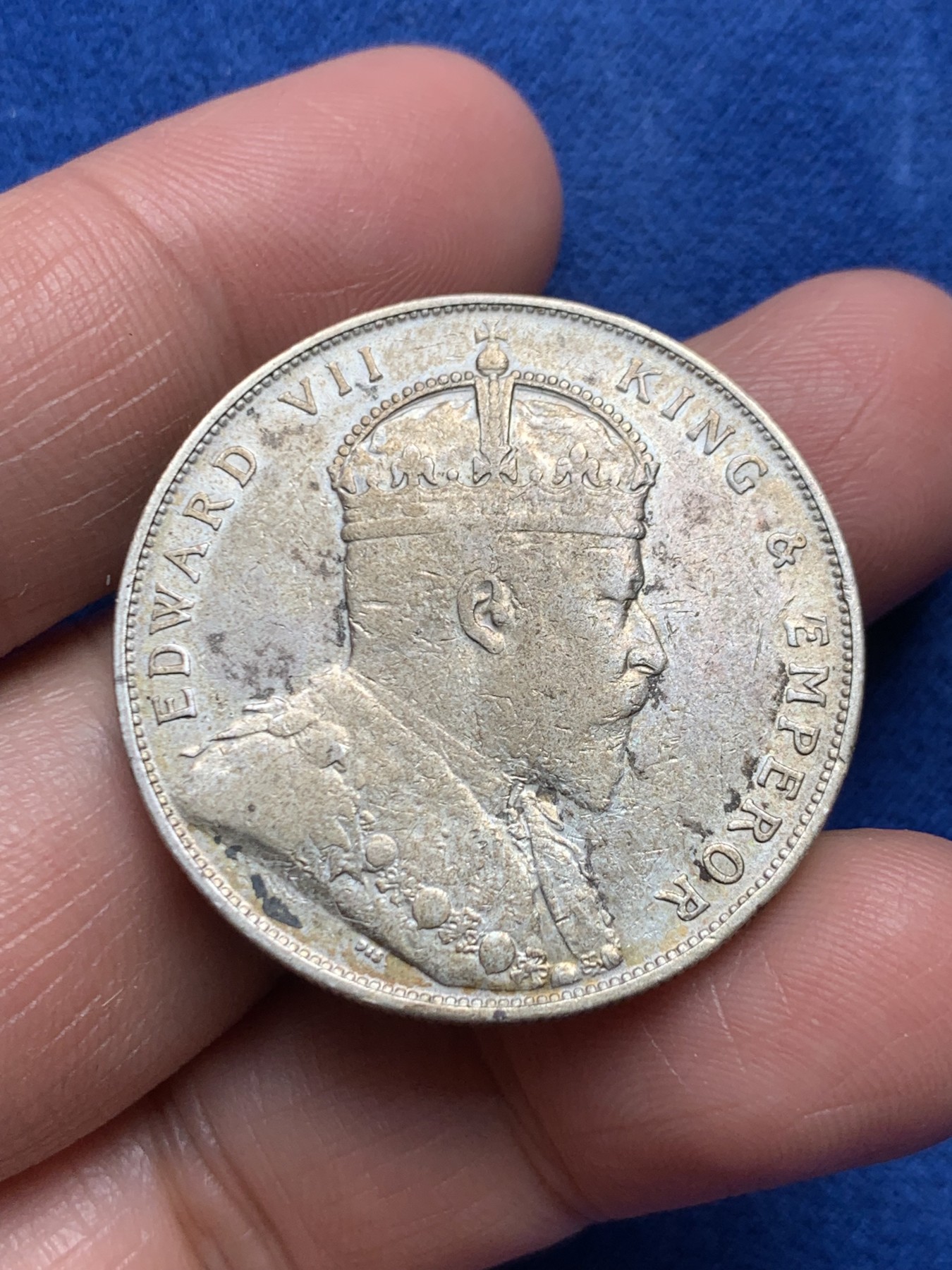 《竞宝斋》第245场-周日，周一 ，周二3场连拍 (全场包邮) 英属海峡1907年爱德华七世1元银币