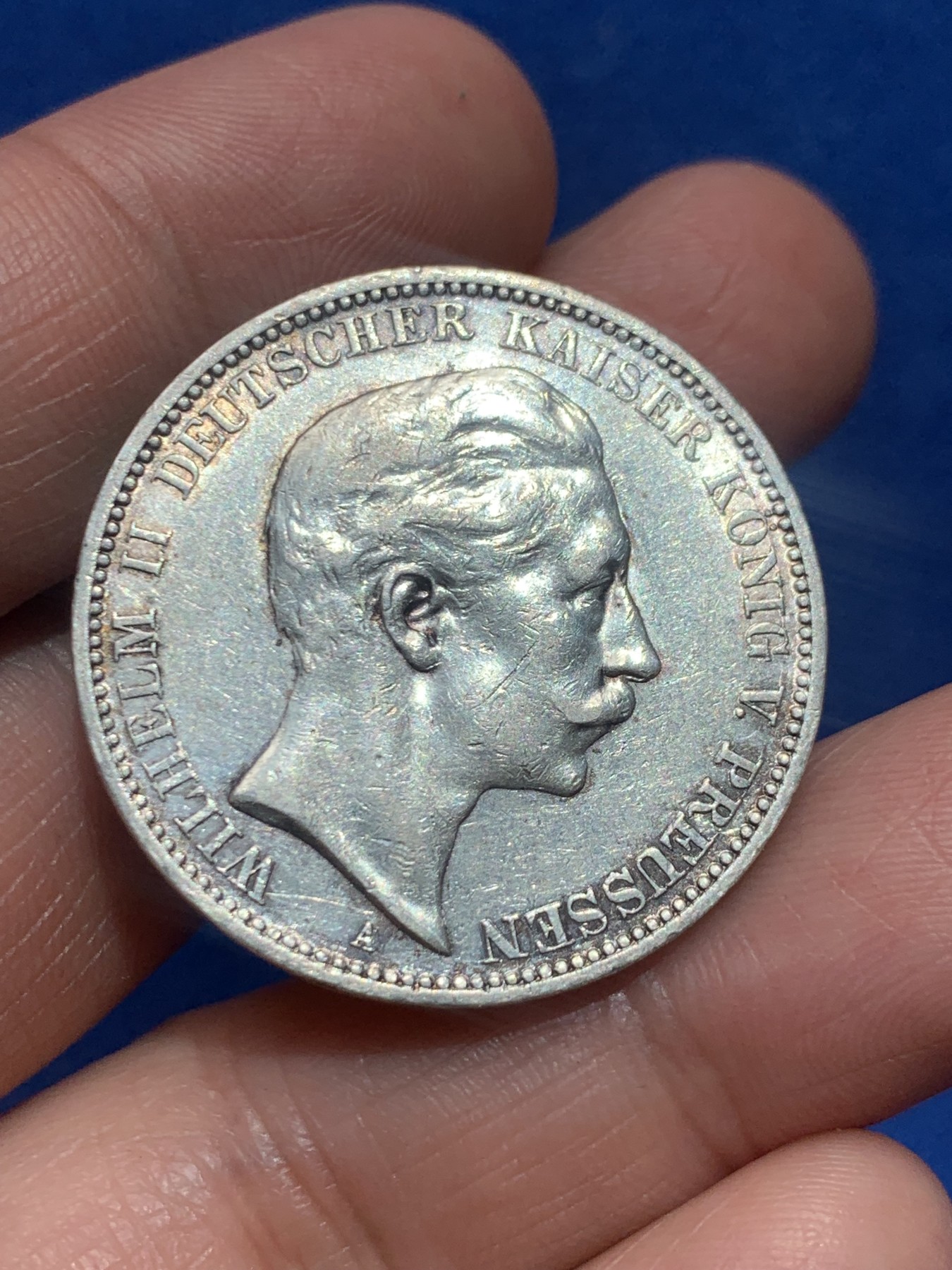 《竞宝斋》第245场-周日，周一 ，周二3场连拍 (全场包邮) 德国普鲁士1911年流通3马克银币