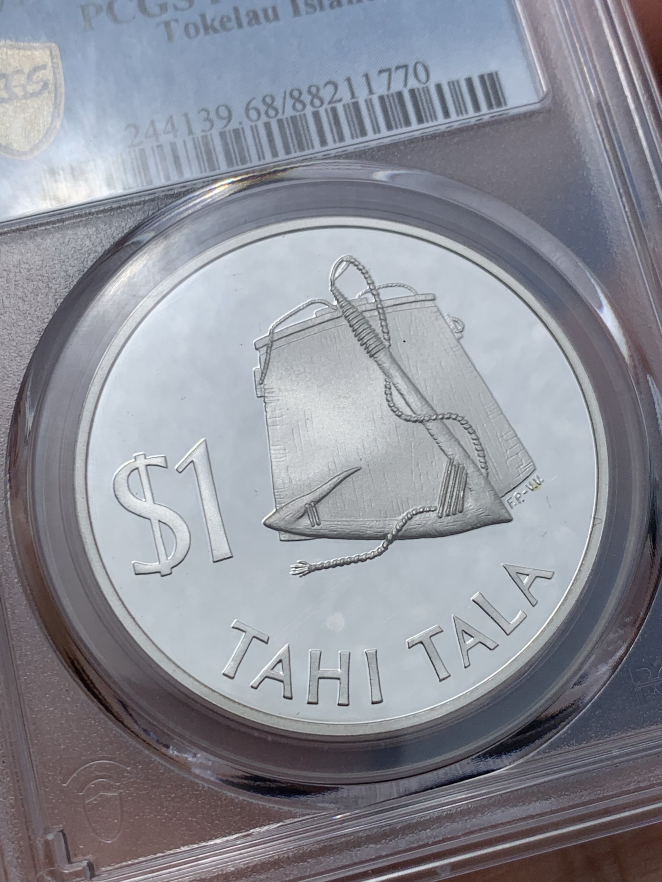 《竞宝斋》第245场-周日，周一 ，周二3场连拍 (全场包邮) PCGS PR68DCAM 托克劳1979年捕鱼工具1元银币