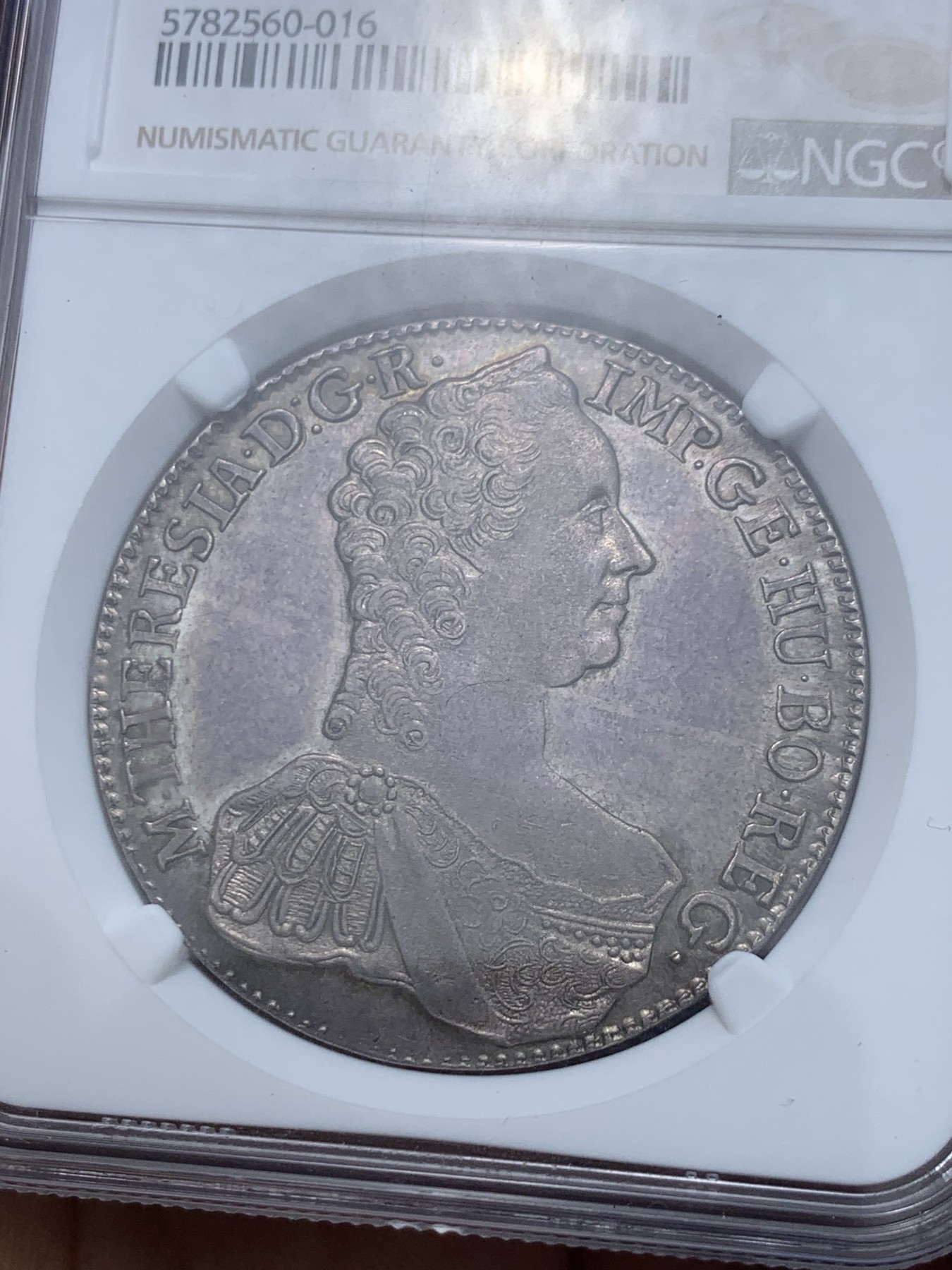 《竞宝斋》第245场-周日，周一 ，周二3场连拍 (全场包邮) 唯一冠军！NGC-MS63 神罗1765年玛丽亚特蕾西亚泰勒 淡紫罗兰包浆