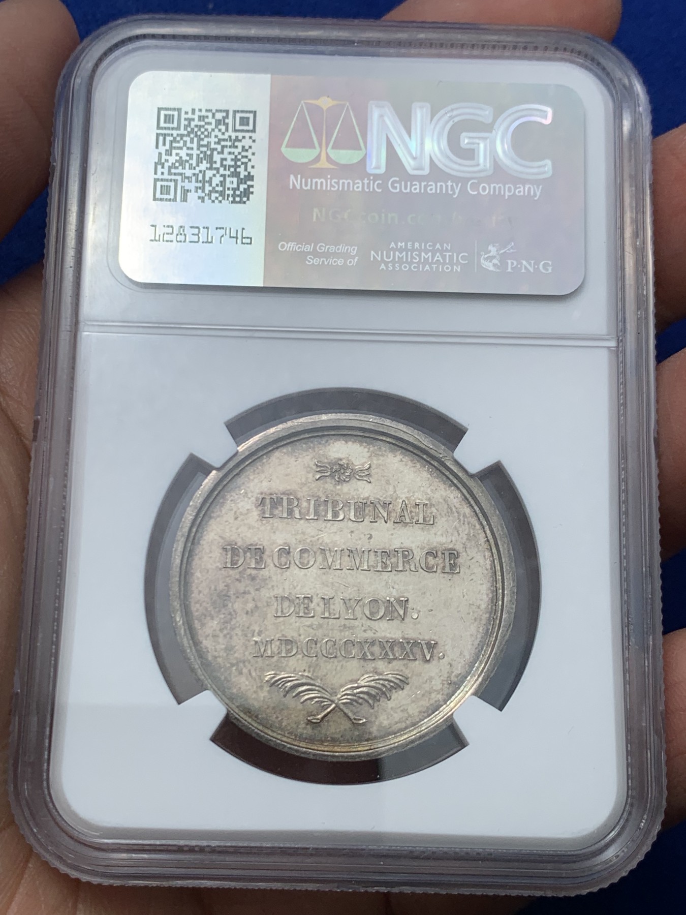 《竞宝斋》第245场-周日，周一 ，周二3场连拍 (全场包邮) NGC MS62 法国1840-1842年里昂商会银章，手指边铭
