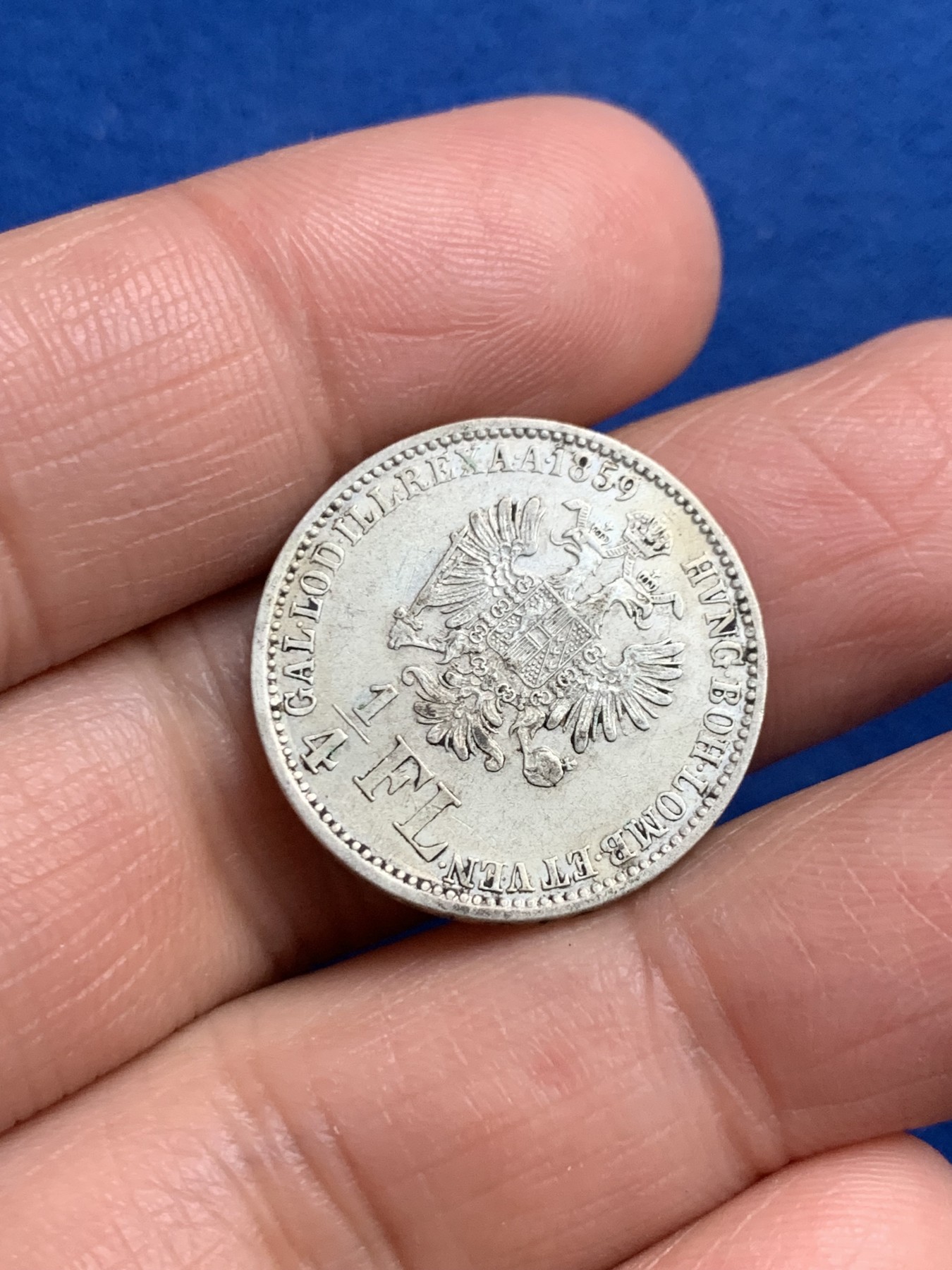 《竞宝斋》第245场-周日，周一 ，周二3场连拍 (全场包邮) 两枚一组 1816年奥地利帝国1克洛兹铜币+1859年奥地利帝国1/4福林银币 少见品种