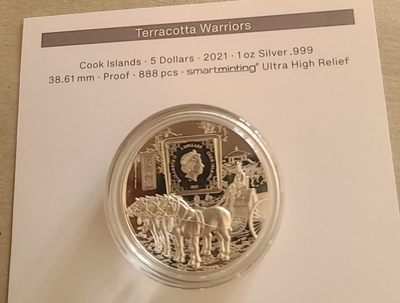 【币将精彩】世界钱币拍卖拍卖（2026-4-28） 库克2021年兵马俑1盎司双面高浮雕银币带证书包装