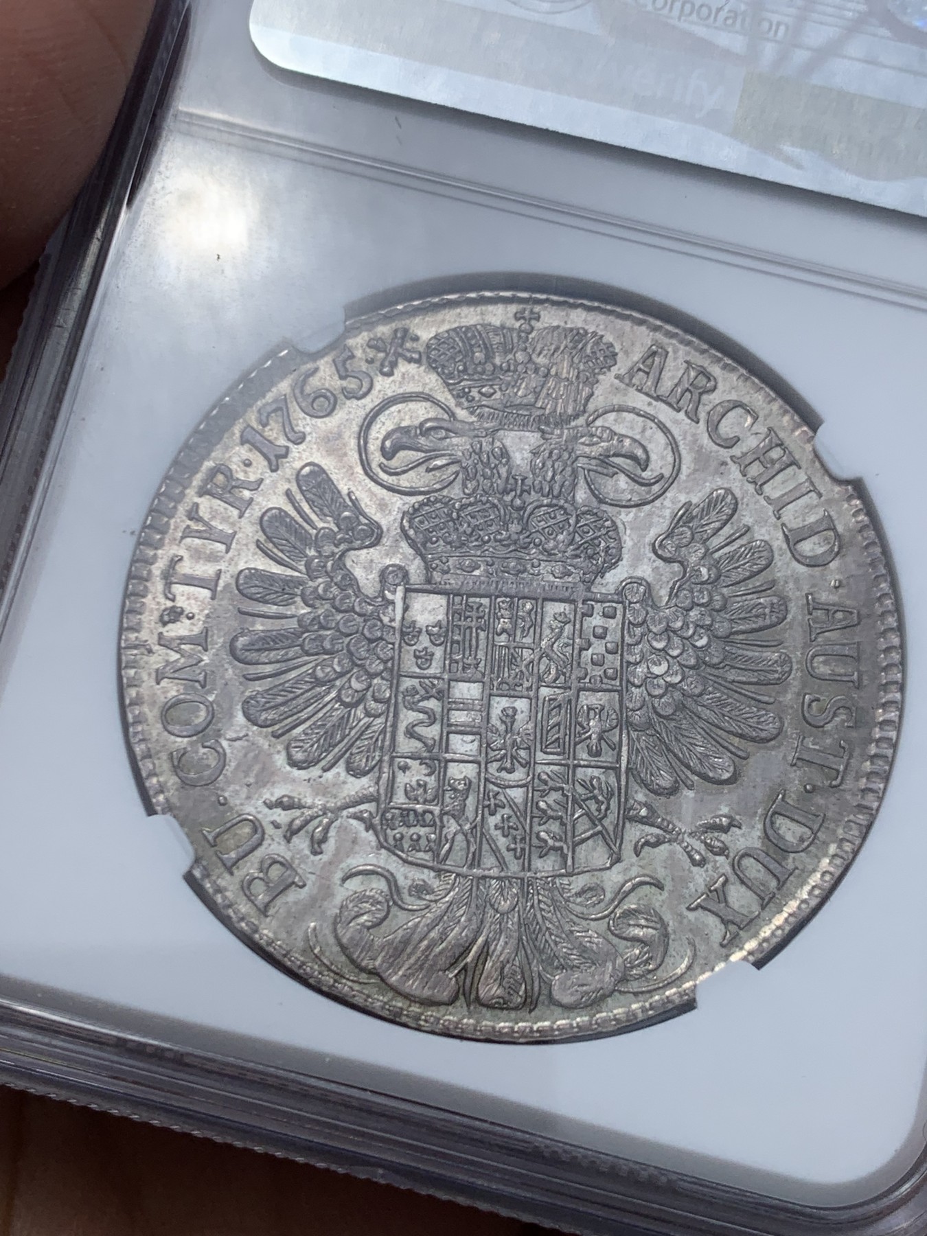 《竞宝斋》第245场-周日，周一 ，周二3场连拍 (全场包邮) 唯一冠军！NGC-MS63 神罗1765年玛丽亚特蕾西亚泰勒 淡紫罗兰包浆