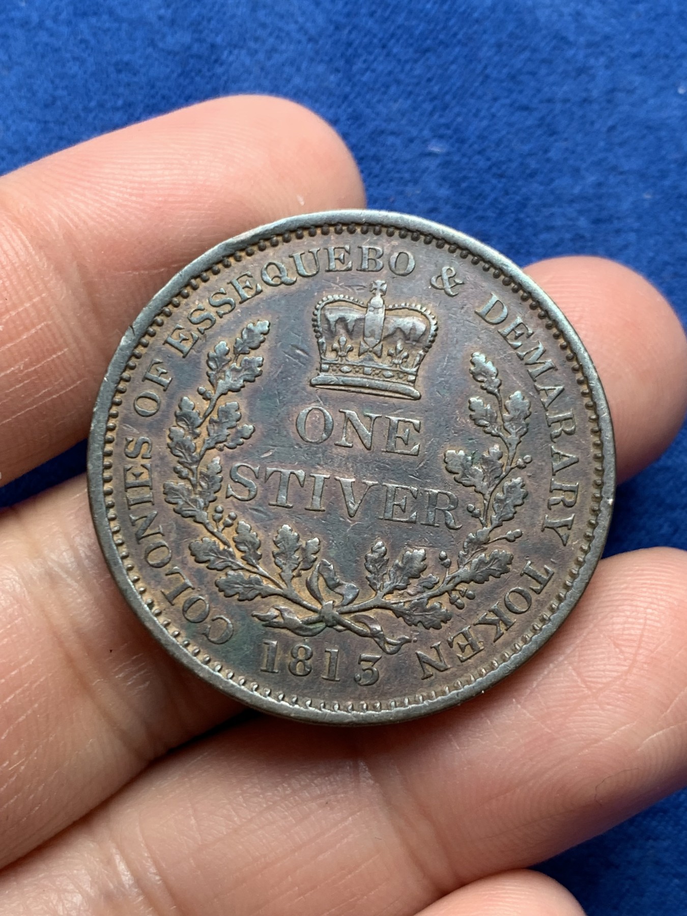 《竞宝斋》第245场-周日，周一 ，周二3场连拍 (全场包邮) 英国1813乔治三世1便士代用币 少见品种