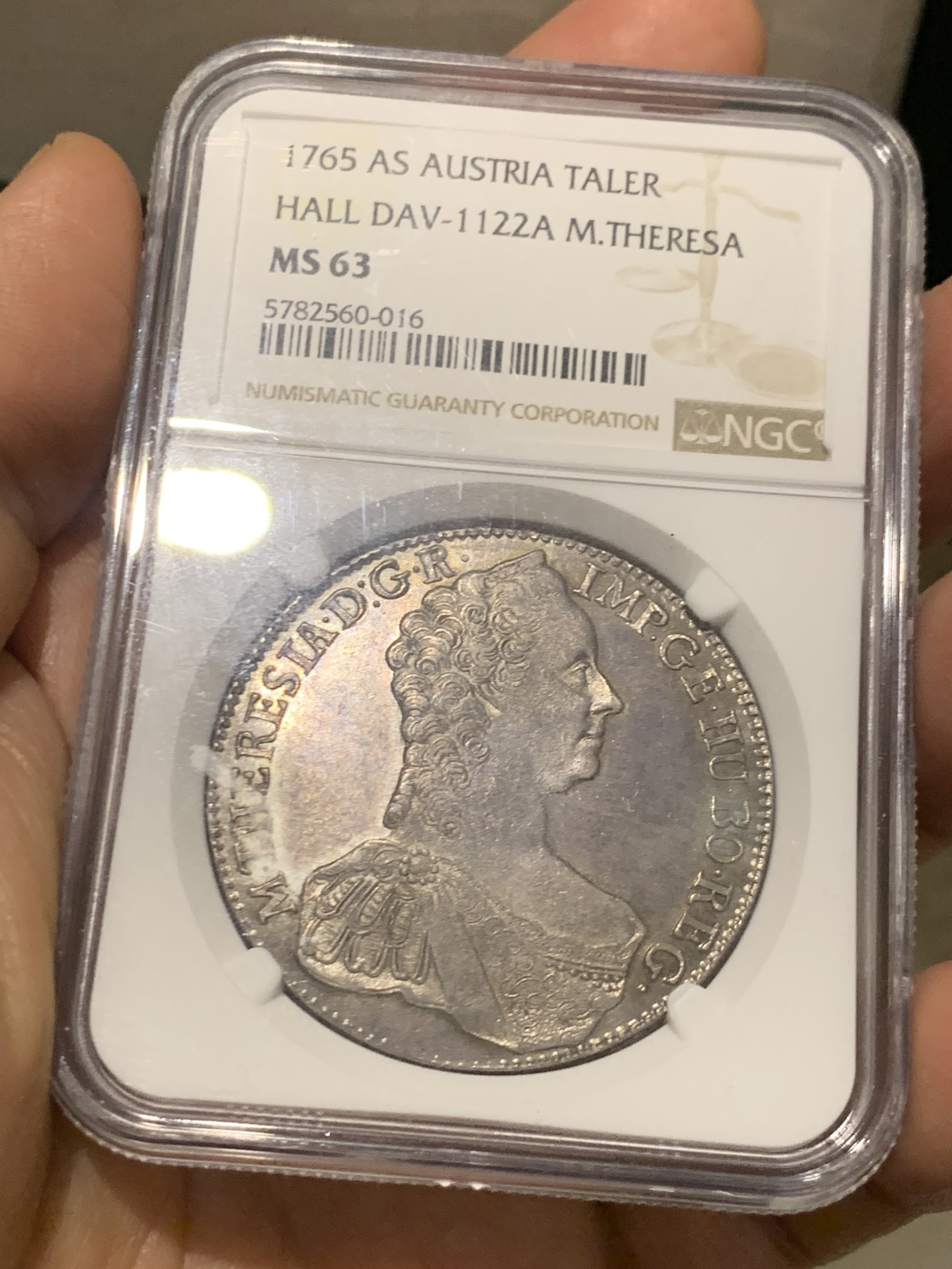 《竞宝斋》第245场-周日，周一 ，周二3场连拍 (全场包邮) 唯一冠军！NGC-MS63 神罗1765年玛丽亚特蕾西亚泰勒 淡紫罗兰包浆