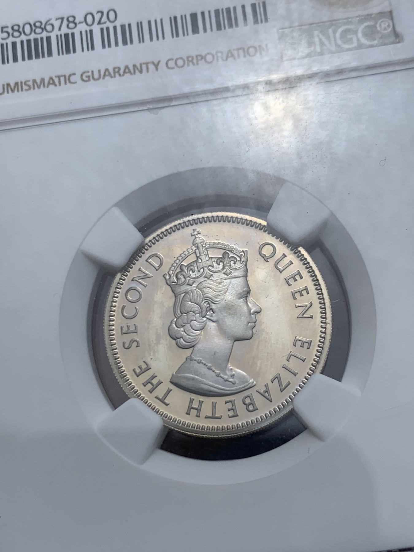 《竞宝斋》第245场-周日，周一 ，周二3场连拍 (全场包邮) NGC PF65UC 毛里求斯1971年1/2卢比 发行量750枚精制镍币