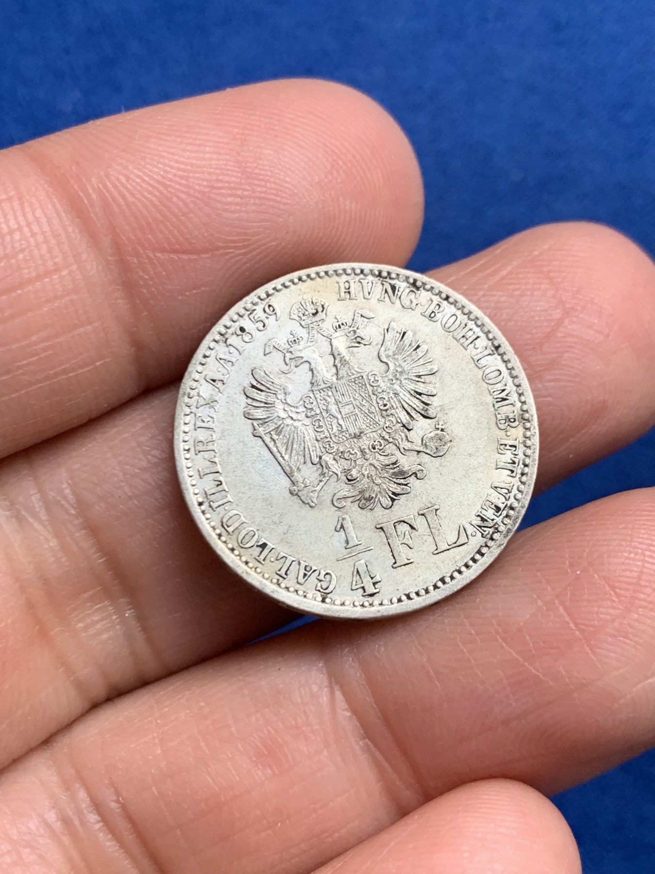 《竞宝斋》第245场-周日，周一 ，周二3场连拍 (全场包邮) 两枚一组 1816年奥地利帝国1克洛兹铜币+1859年奥地利帝国1/4福林银币 少见品种