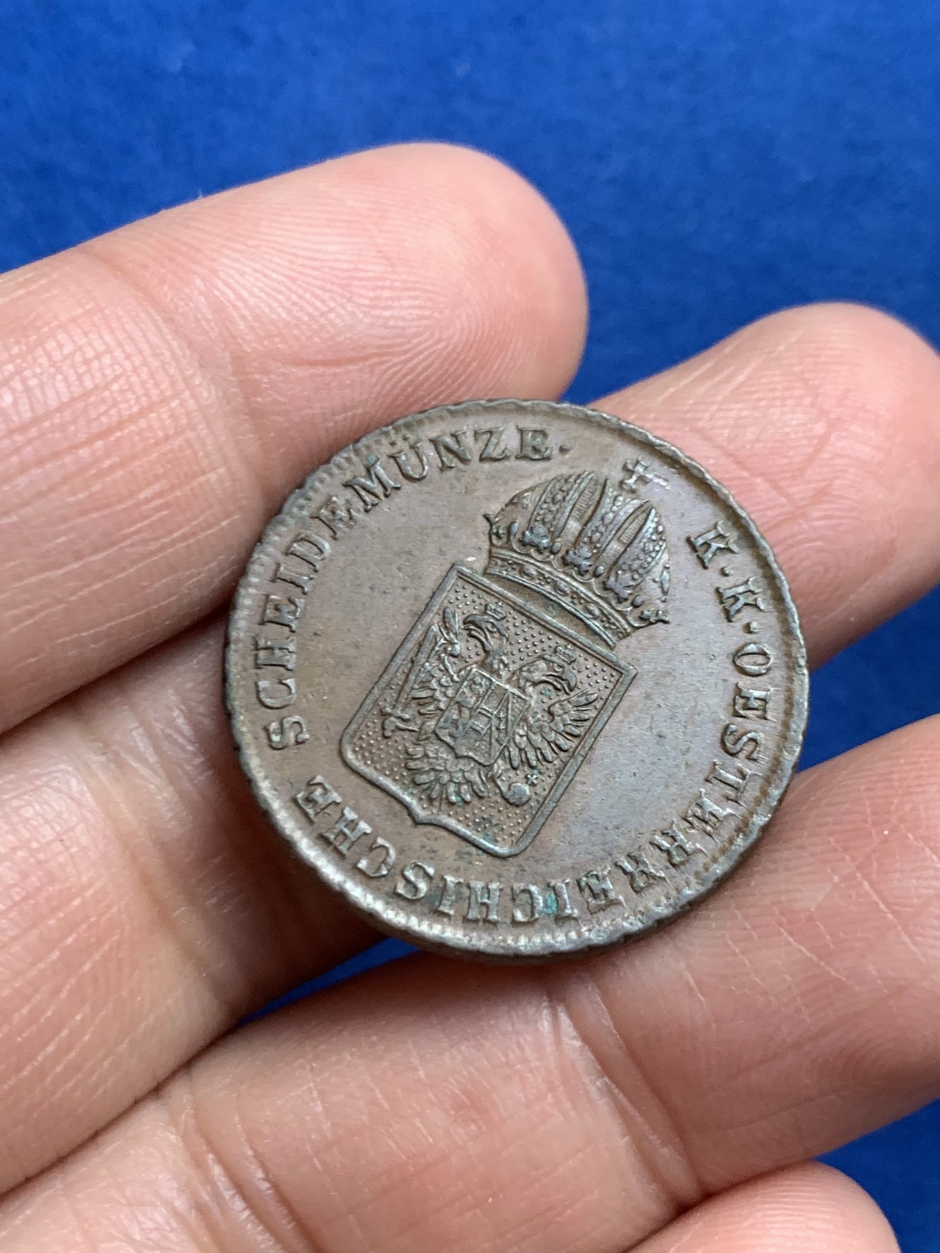 《竞宝斋》第245场-周日，周一 ，周二3场连拍 (全场包邮) 两枚一组 1816年奥地利帝国1克洛兹铜币+1859年奥地利帝国1/4福林银币 少见品种