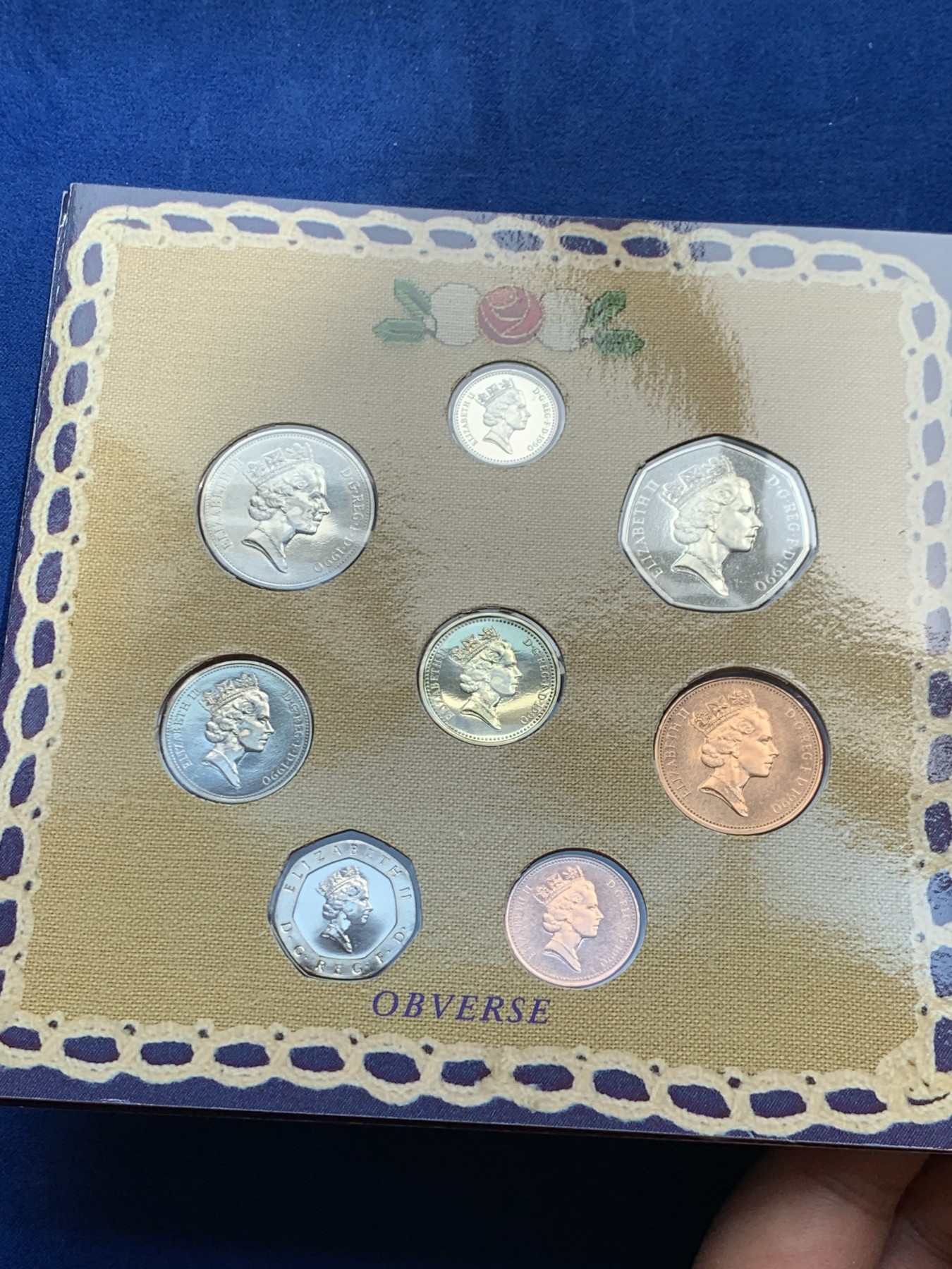 《竞宝斋》第245场-周日，周一 ，周二3场连拍 (全场包邮) 英国1990年硬币套装，共8枚