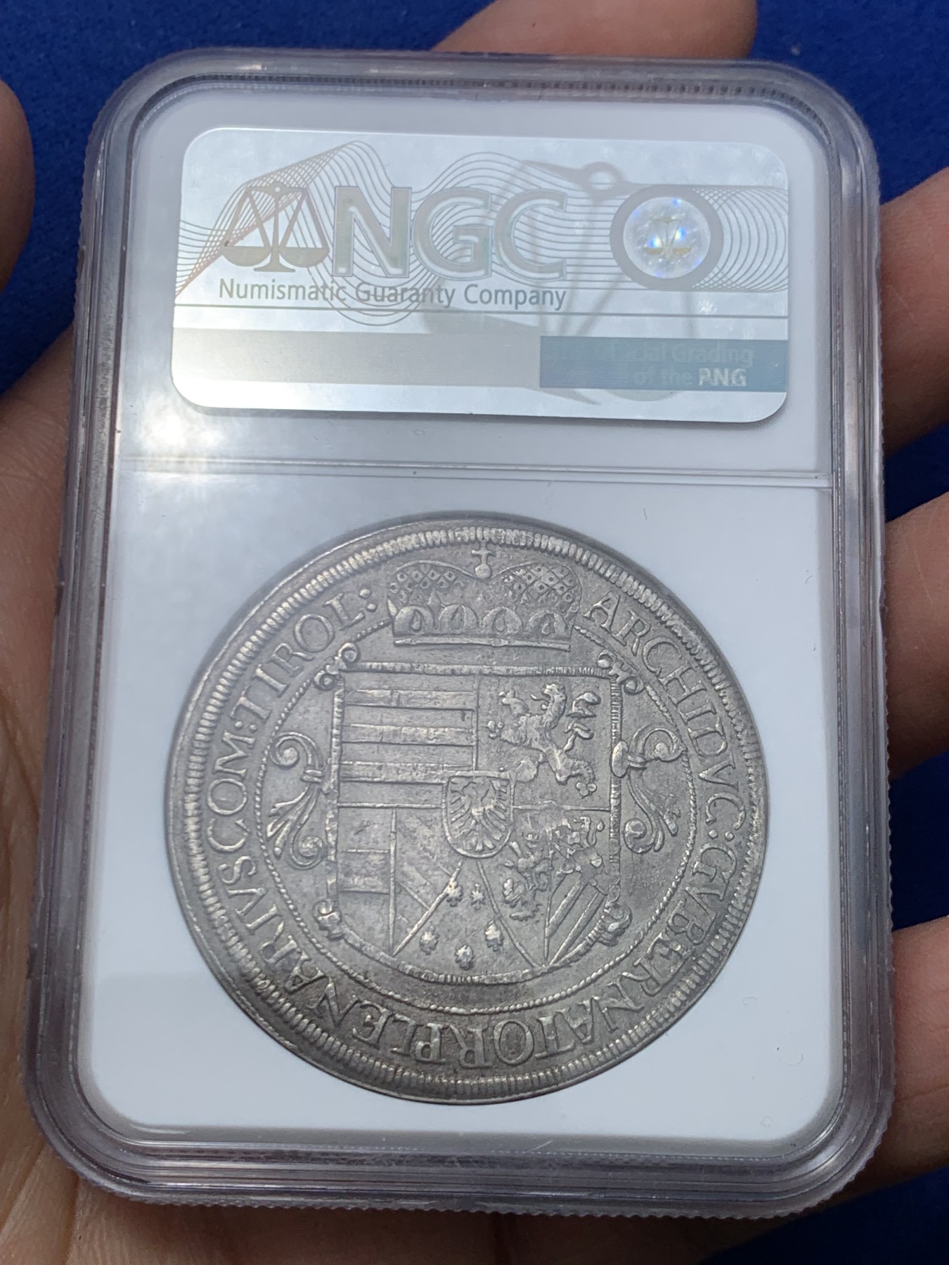 《竞宝斋》第245场-周日，周一 ，周二3场连拍 (全场包邮) NGC-AUD 神圣奥地利利奥波德1621年泰勒 手工打制大银币 细节见图