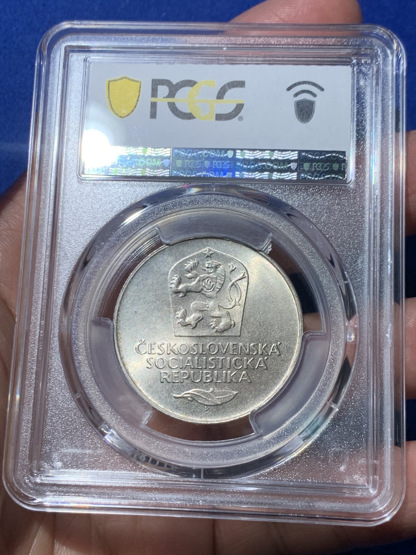 《竞宝斋》第245场-周日，周一 ，周二3场连拍 (全场包邮) PCGS金盾 MS67 捷克斯洛伐克1973年共产党二月革命胜利25周年纪念50克朗银币，唯一冠军分
