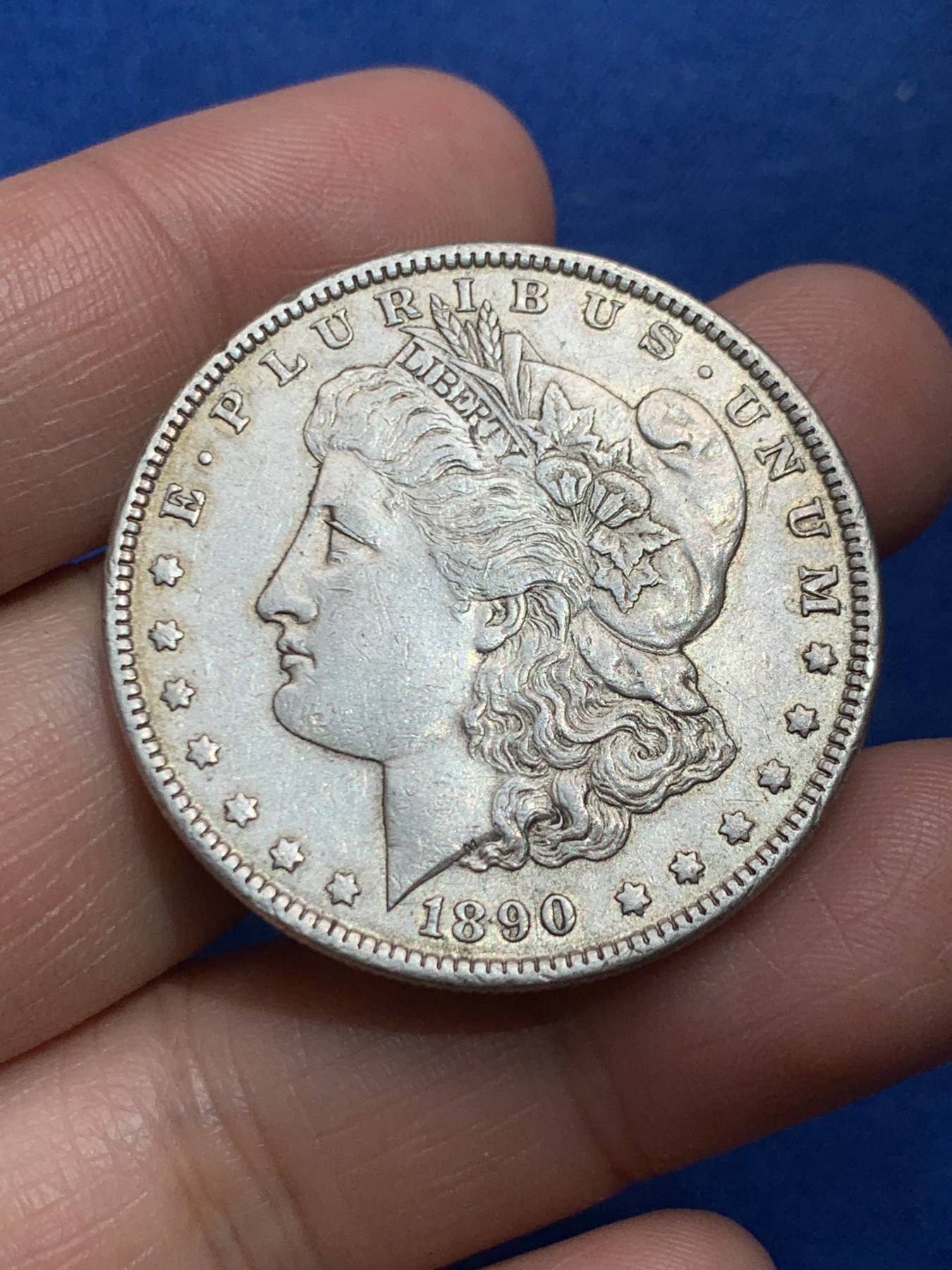 《竞宝斋》第245场-周日，周一 ，周二3场连拍 (全场包邮) 美国1890年淡带彩美品摩根大银币