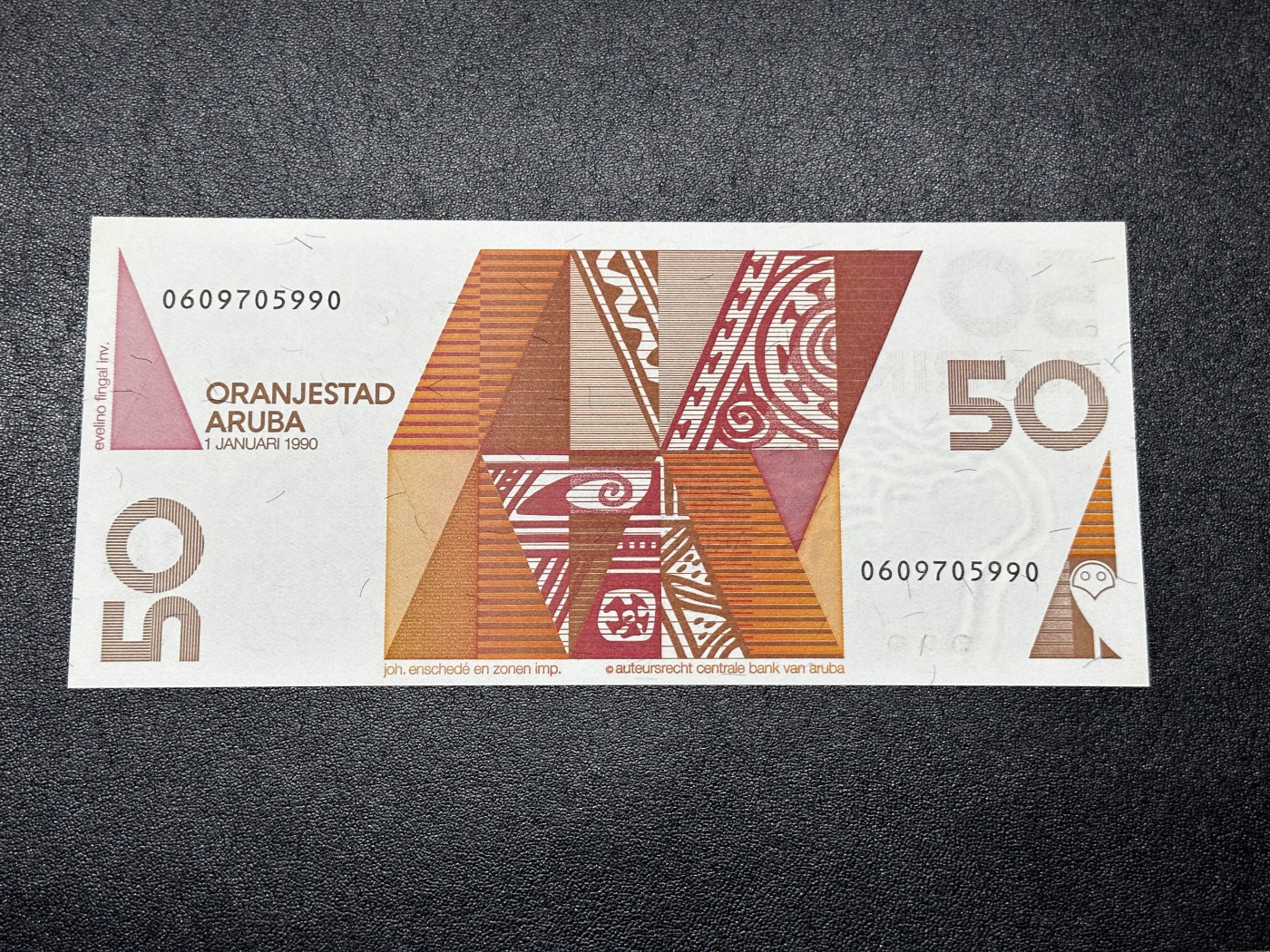 《外钞收藏家》第三百四十七期 美洲纸币专场（荷属安的列斯、福克兰群岛、阿鲁巴、墨西哥等） 阿鲁巴1990年50弗洛林（P9）全新UNC