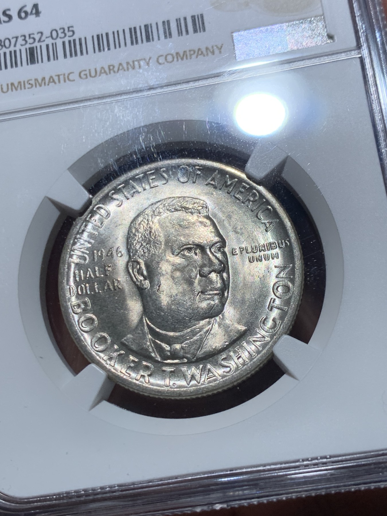 《竞宝斋》第245场-周日，周一 ，周二3场连拍 (全场包邮) NGC MS64 美国1946年布克华盛顿半美元银币