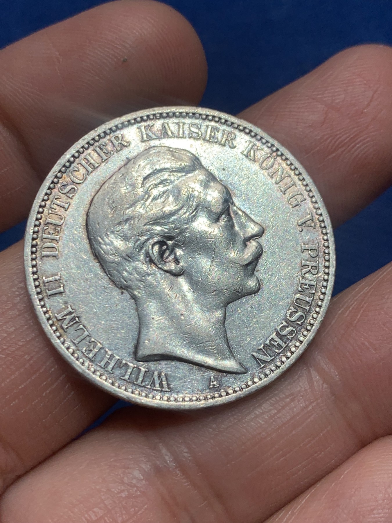 《竞宝斋》第245场-周日，周一 ，周二3场连拍 (全场包邮) 德国普鲁士1911年流通3马克银币