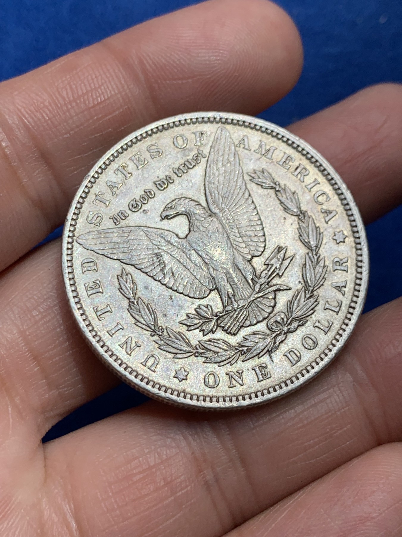 《竞宝斋》第245场-周日，周一 ，周二3场连拍 (全场包邮) 美国1890年淡带彩美品摩根大银币