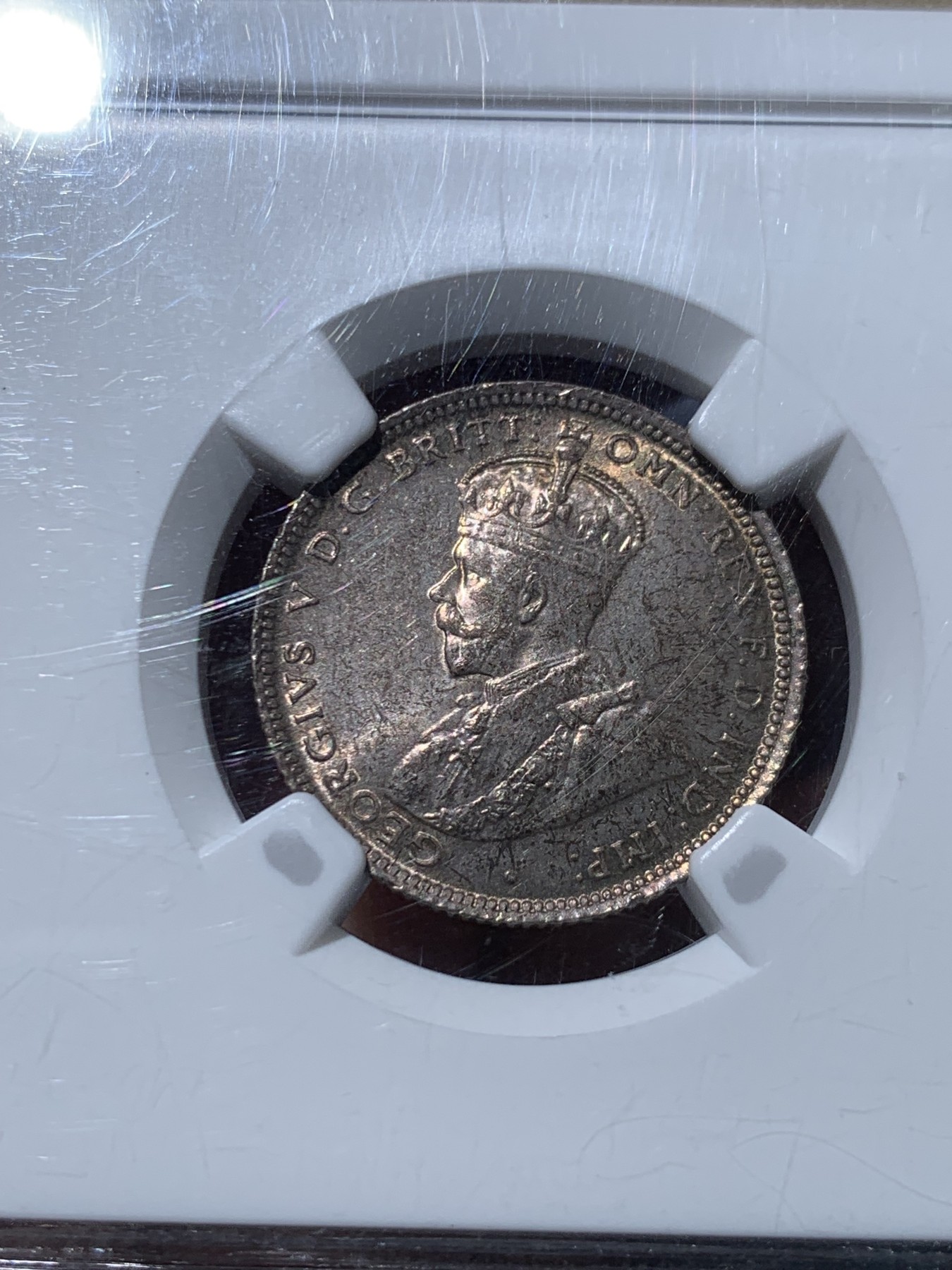 《竞宝斋》第245场-周日，周一 ，周二3场连拍 (全场包邮) NGC-MS64 英属西非 1913年 1先令银币 乔治五世 首年版发行 状态好原光十足