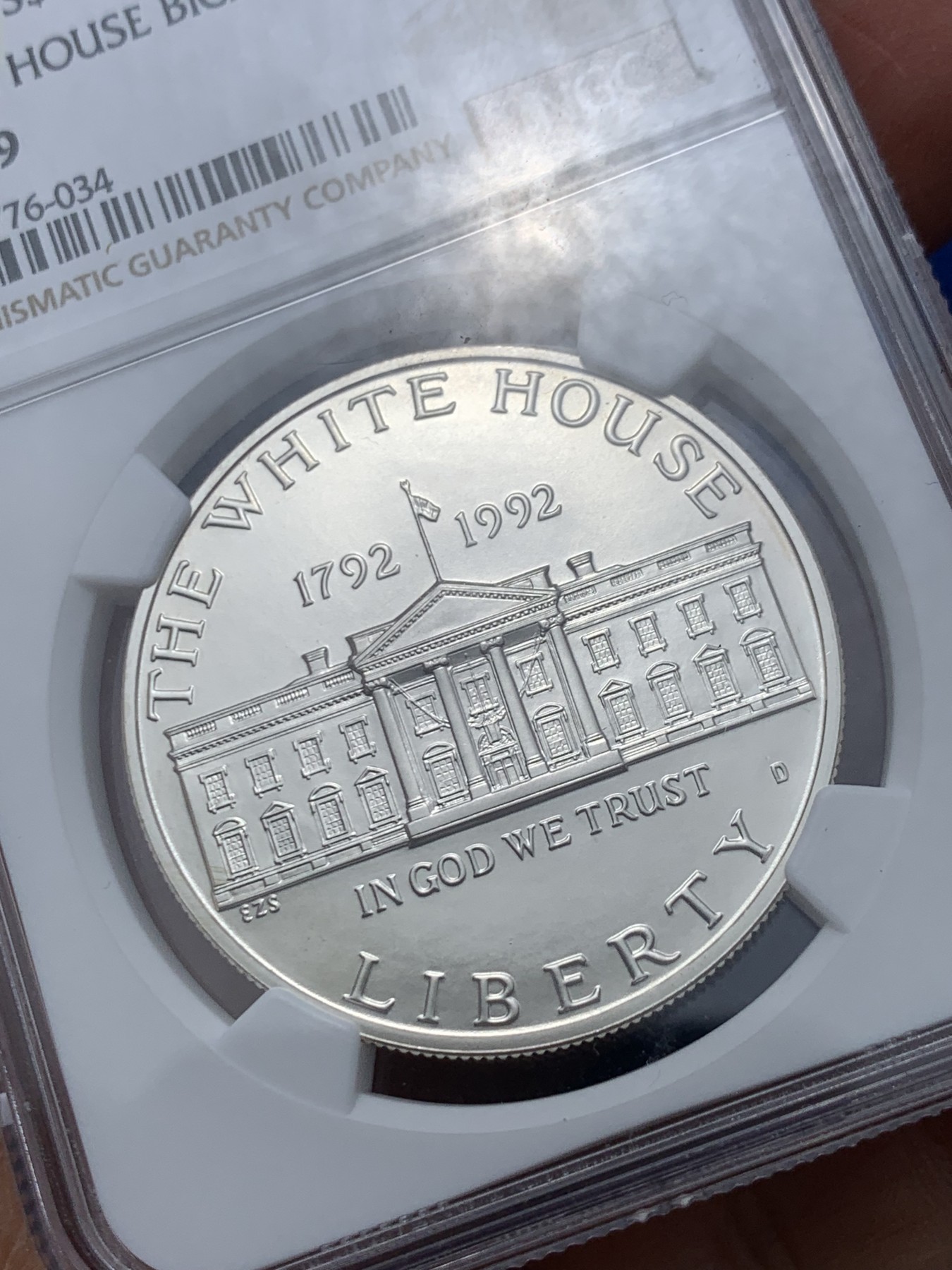 《竞宝斋》第245场-周日，周一 ，周二3场连拍 (全场包邮) NGC MS69 美国1992年D版白宫1美元大银币