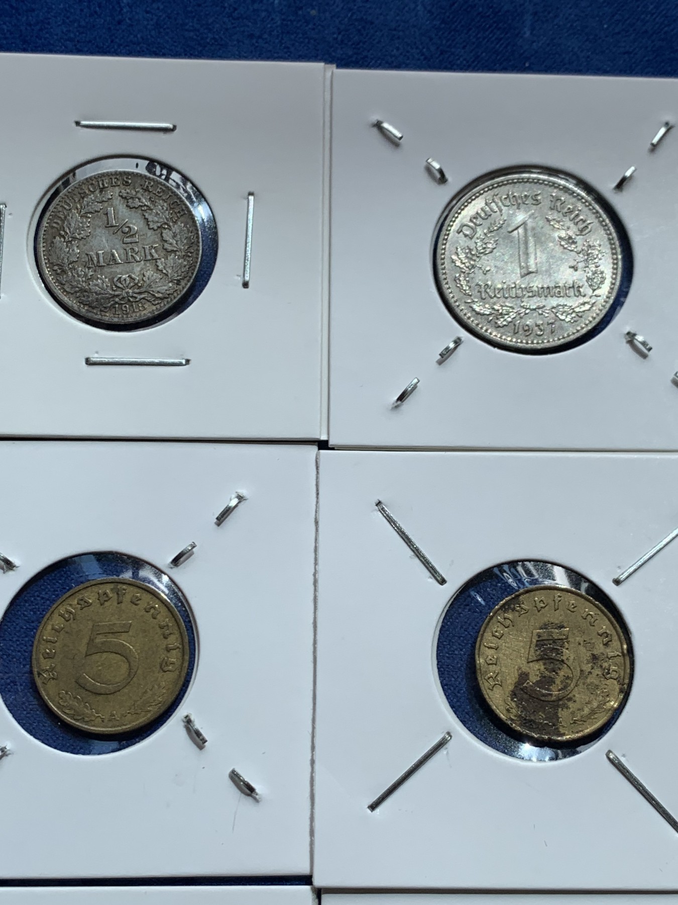 《竞宝斋》第245场-周日，周一 ，周二3场连拍 (全场包邮) 9枚一组 德意志辅币8枚+半马克银币