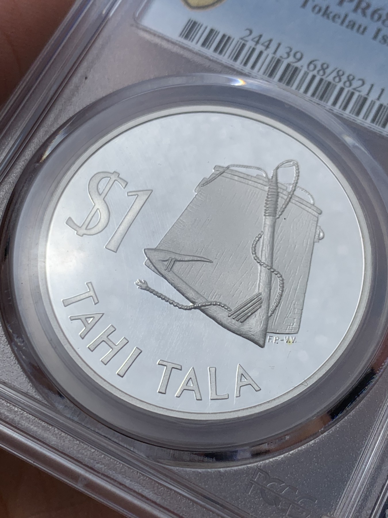 《竞宝斋》第245场-周日，周一 ，周二3场连拍 (全场包邮) PCGS PR68DCAM 托克劳1979年捕鱼工具1元银币