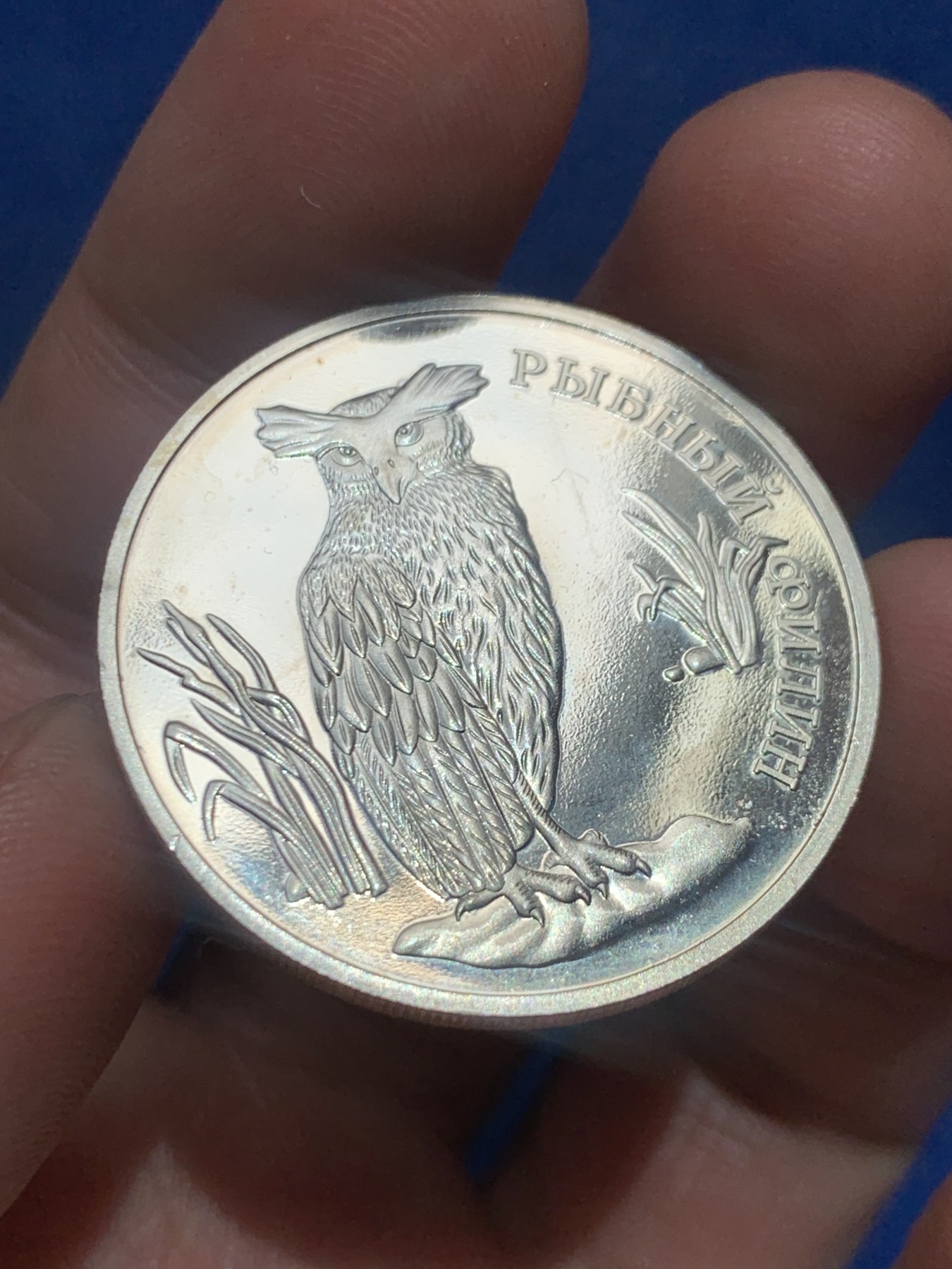 《竞宝斋》第245场-周日，周一 ，周二3场连拍 (全场包邮) 俄罗斯1993年1卢布 红皮书系列 毛腿雕鸮精制银币