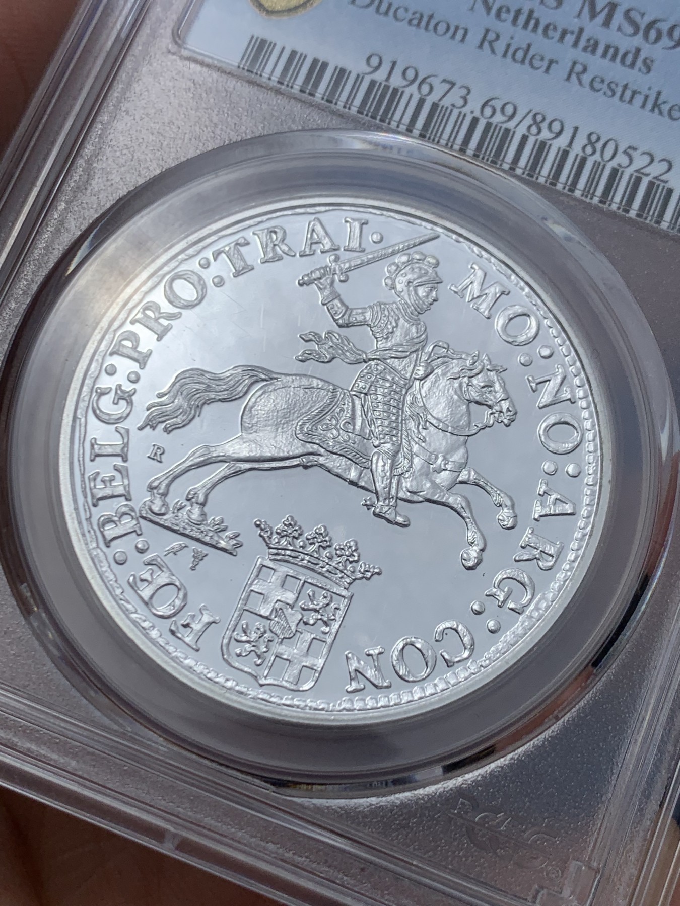 《竞宝斋》第245场-周日，周一 ，周二3场连拍 (全场包邮) PCGS MS69 荷兰2023年乌特勒支 大马剑 杜卡特复刻银章 1盎司