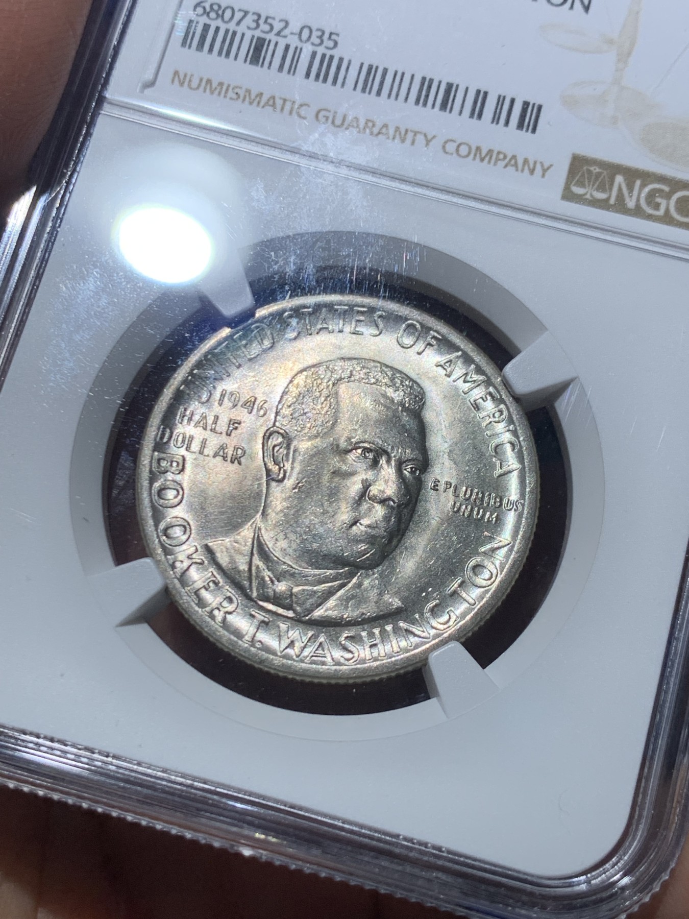 《竞宝斋》第245场-周日，周一 ，周二3场连拍 (全场包邮) NGC MS64 美国1946年布克华盛顿半美元银币