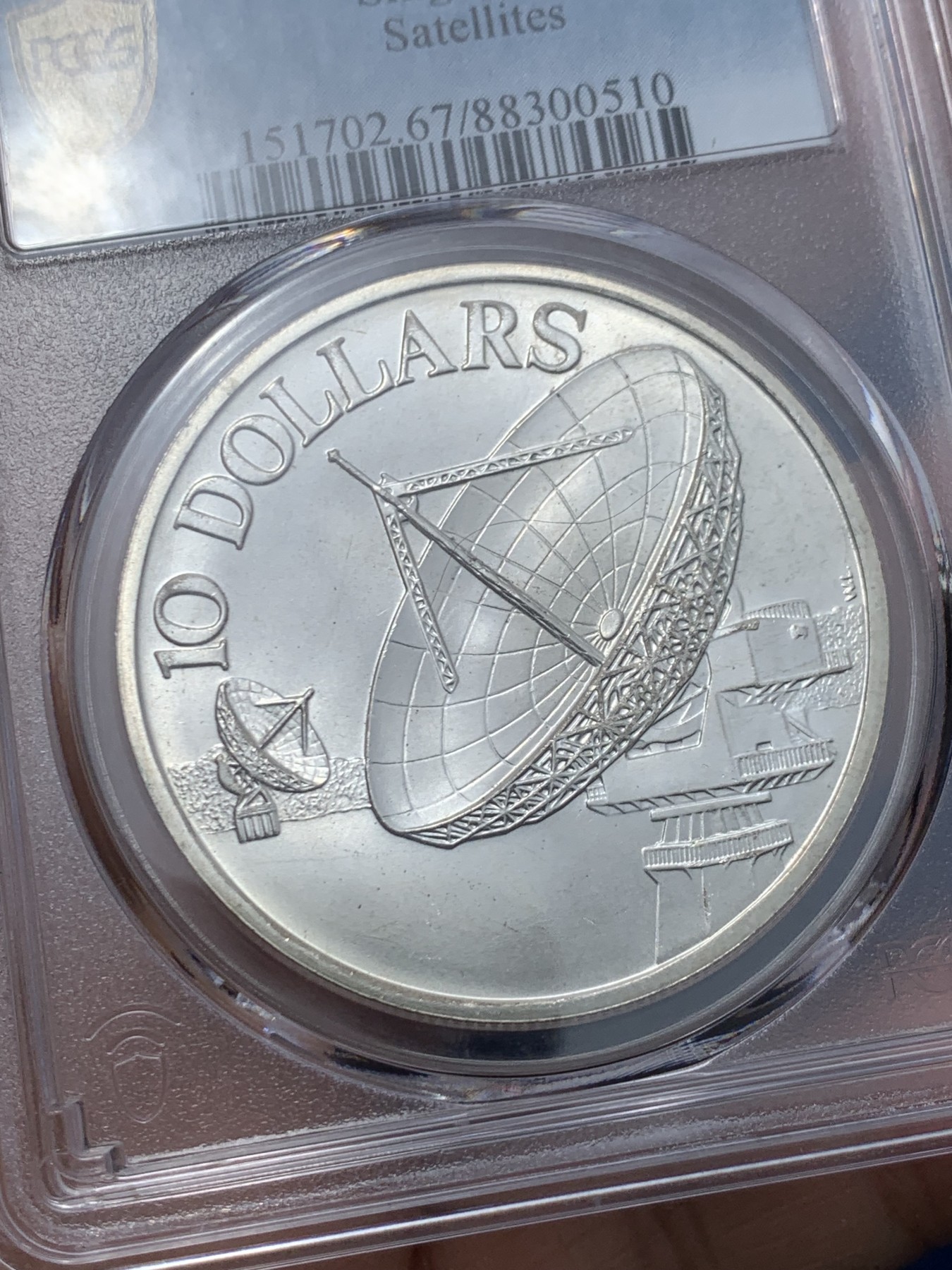 《竞宝斋》第245场-周日，周一 ，周二3场连拍 (全场包邮) PCGS MS67 新加坡1979年雷达10元银币 高分好品