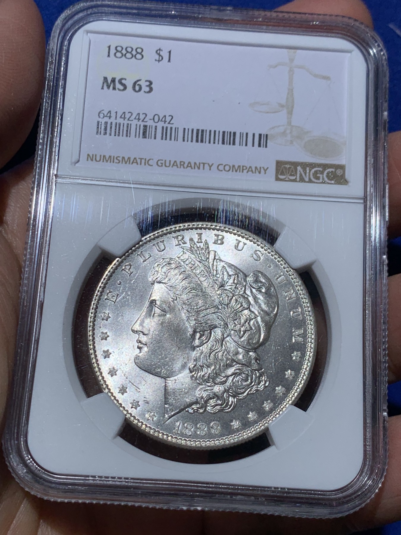 《竞宝斋》第245场-周日，周一 ，周二3场连拍 (全场包邮) NGC MS63 美国1888年摩根1美元银币 大火的吉祥年份