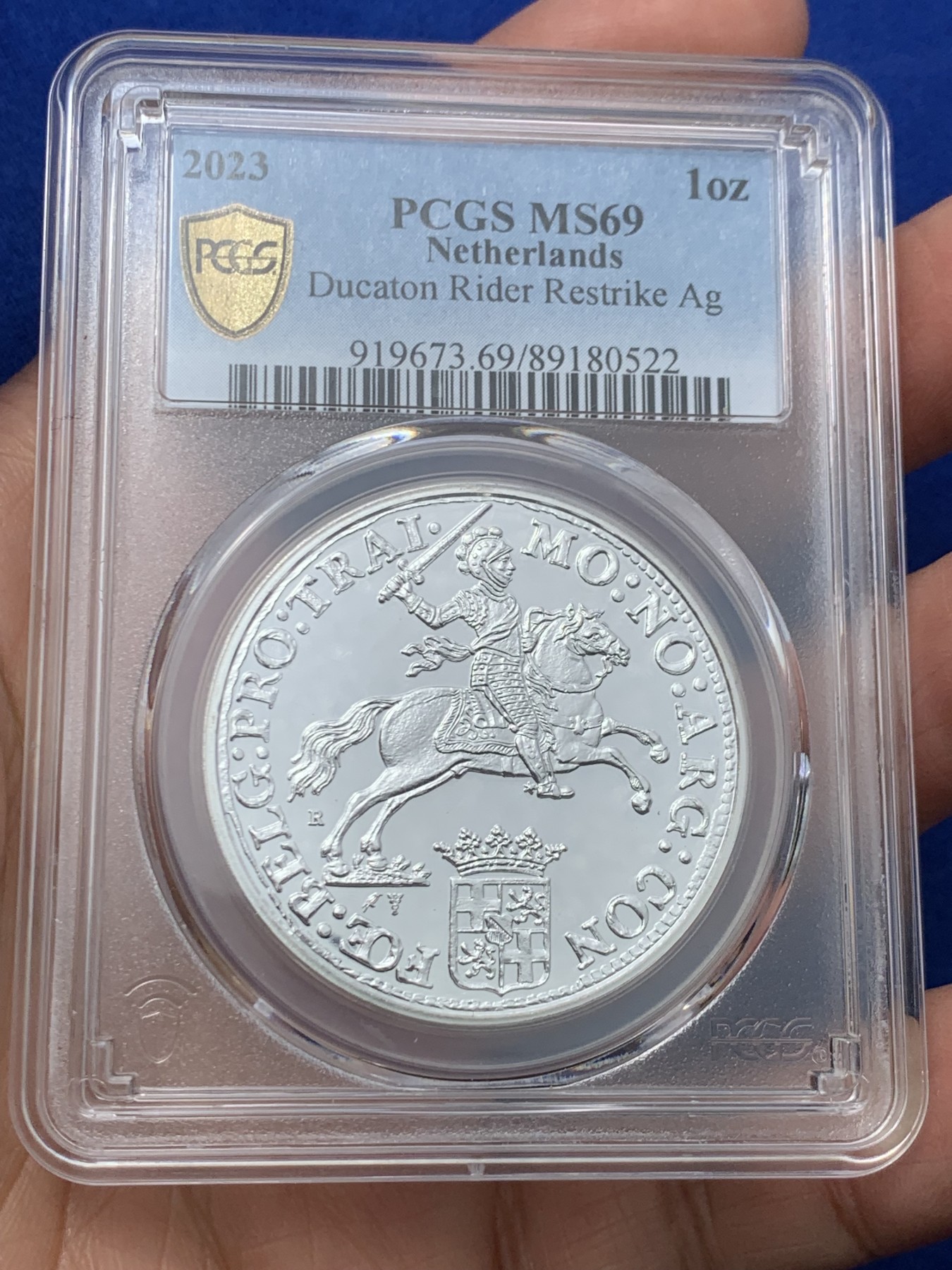 《竞宝斋》第245场-周日，周一 ，周二3场连拍 (全场包邮) PCGS MS69 荷兰2023年乌特勒支 大马剑 杜卡特复刻银章 1盎司