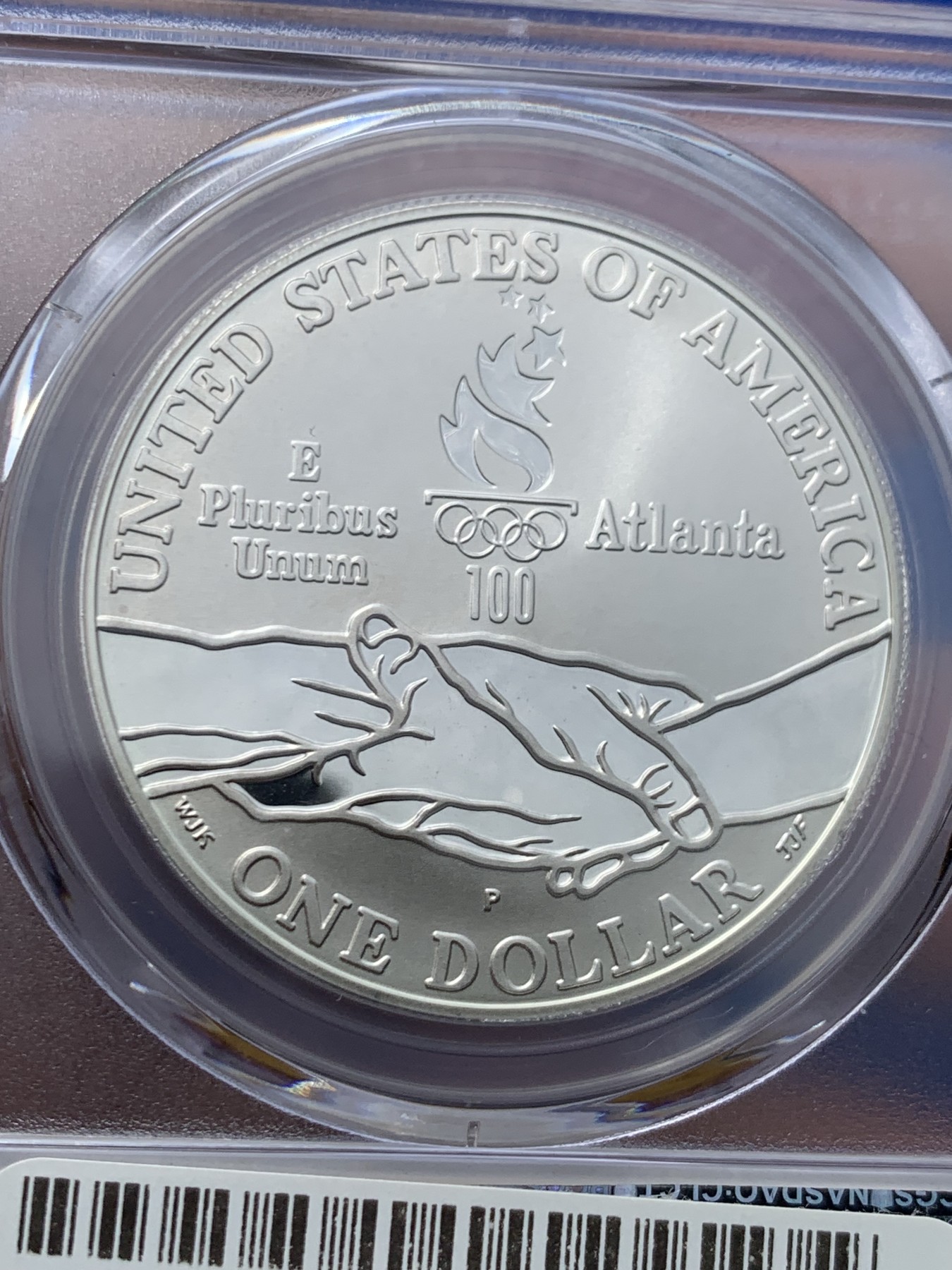 《竞宝斋》第246场-周日，周一 ，周二3场连拍 (全场包邮) PCGS PR69DC 美国1995年P版奥运体操1美元精制大银币