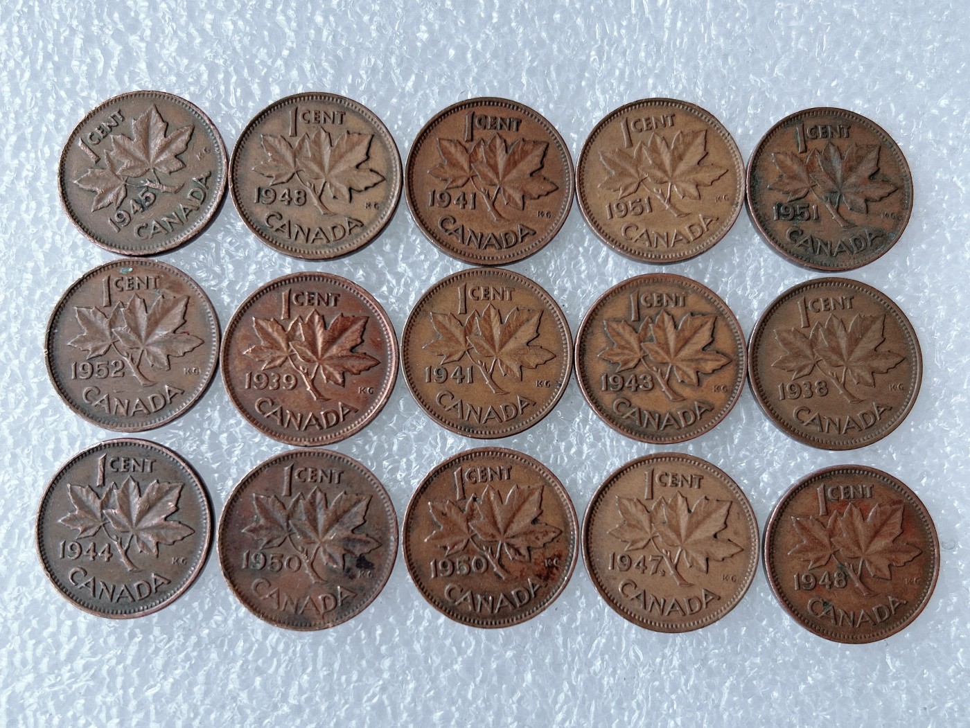 第一海外回流一元起拍收藏 散币专场 第71期 加拿大1分 乔六版 15枚