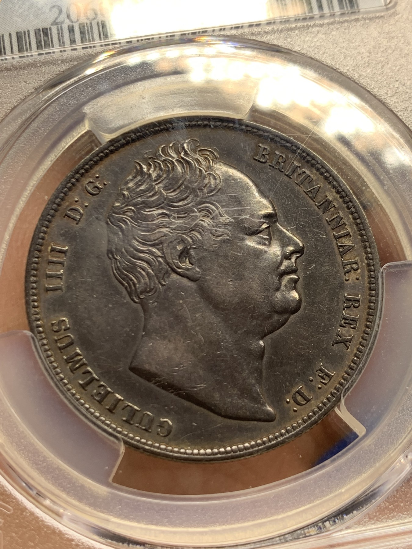 《竞宝斋》第246场-周日，周一 ，周二3场连拍 (全场包邮) PCGS AU55 英国1836年威四半克朗银币 包浆漂亮