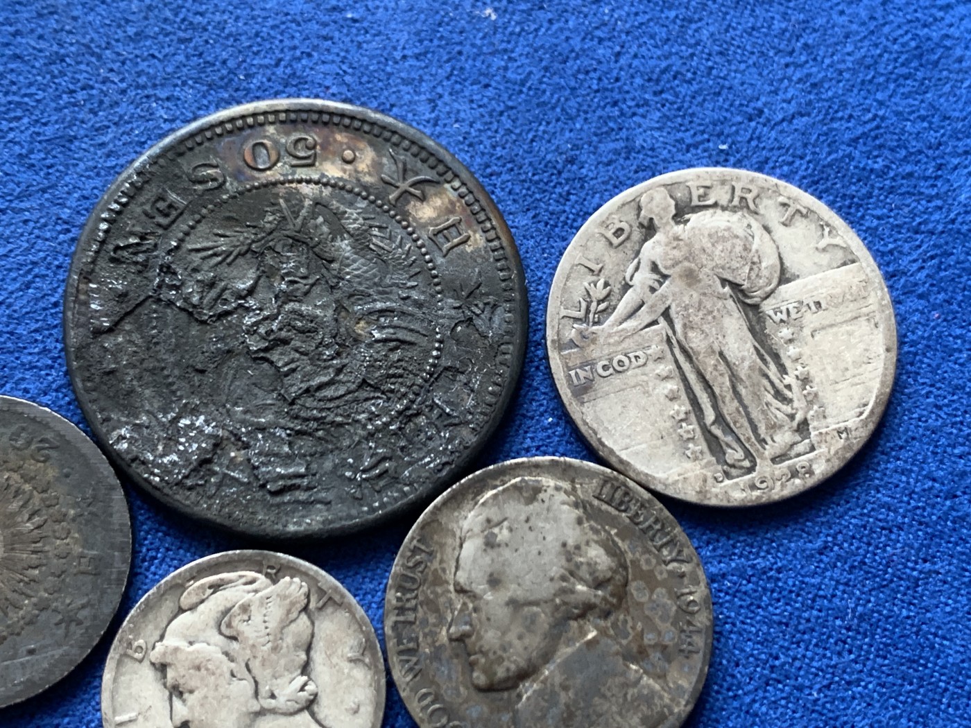 《竞宝斋》第246场-周日，周一 ，周二3场连拍 (全场包邮) 5枚一组 美日散币 明治三十六年五十钱，1926 Quarter等