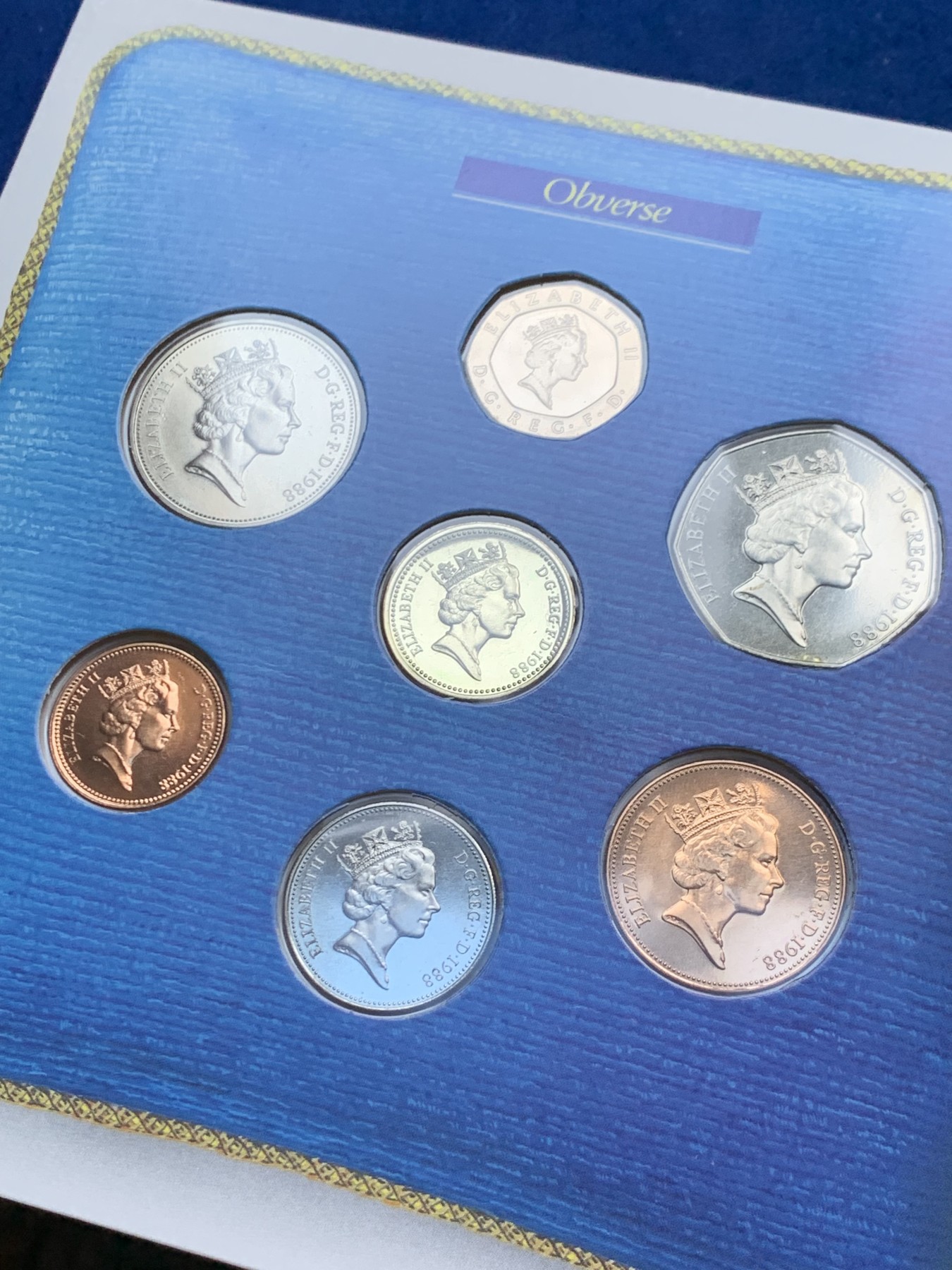 《竞宝斋》第246场-周日，周一 ，周二3场连拍 (全场包邮) 英国1988年硬币套装，共7枚