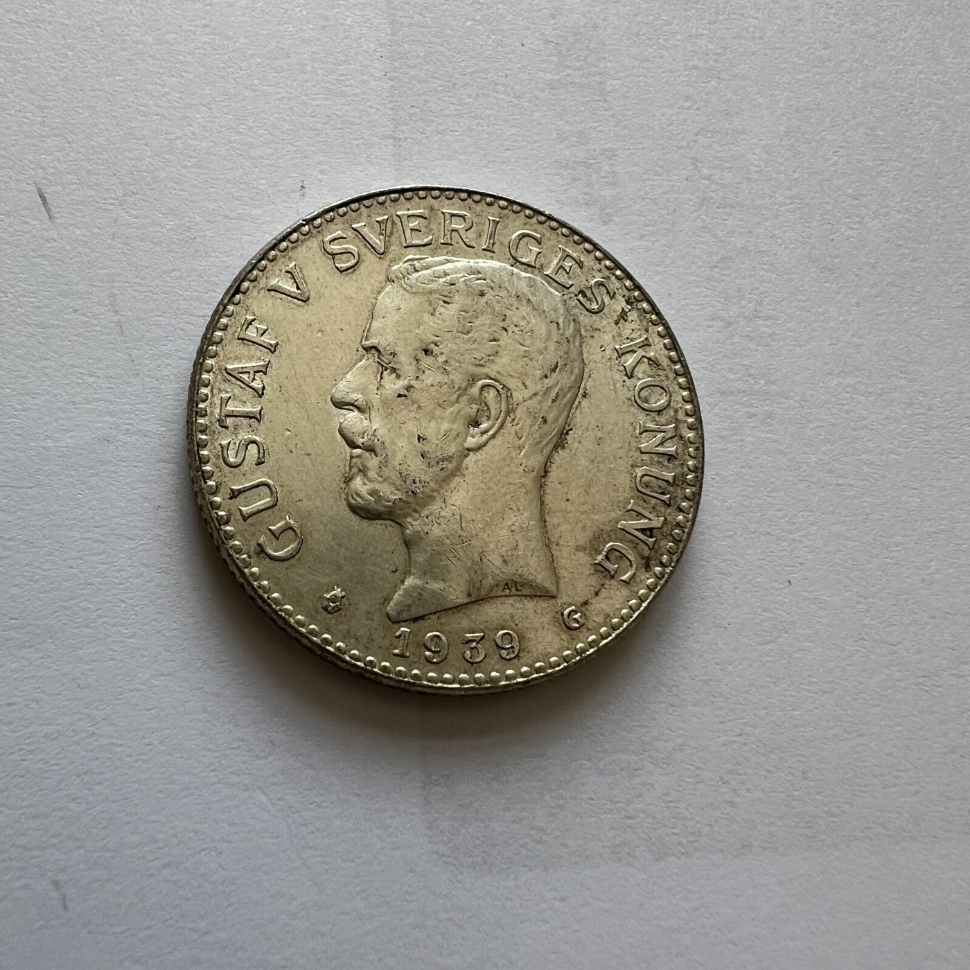 顺丰包邮 外国新银币 老银币 好品瑞典1939年2克朗银币直径30毫米