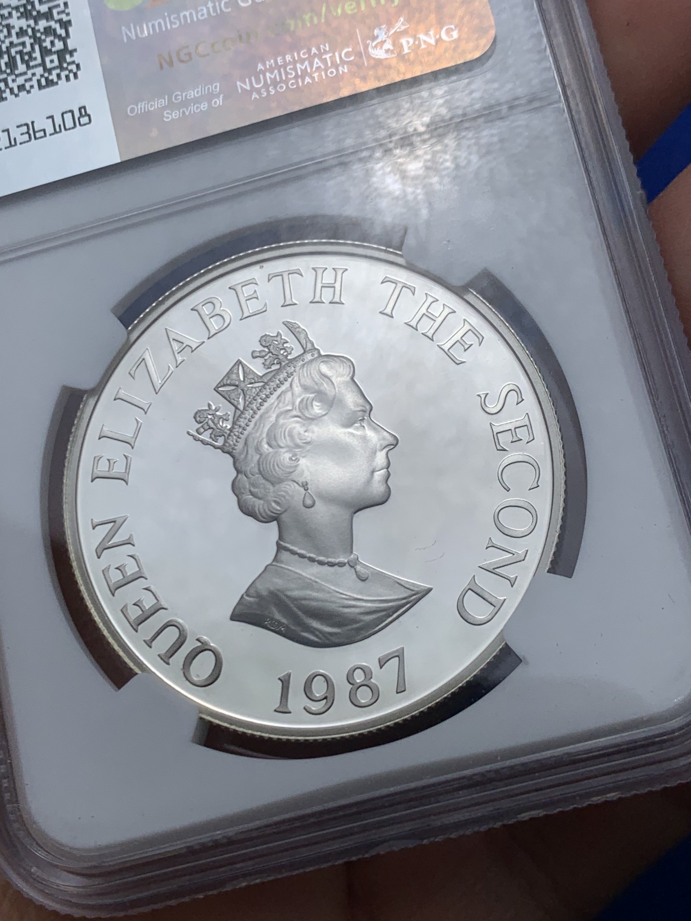 《竞宝斋》第246场-周日，周一 ，周二3场连拍 (全场包邮) NGC PF69UC 泽西1987年2镑鸽子银币