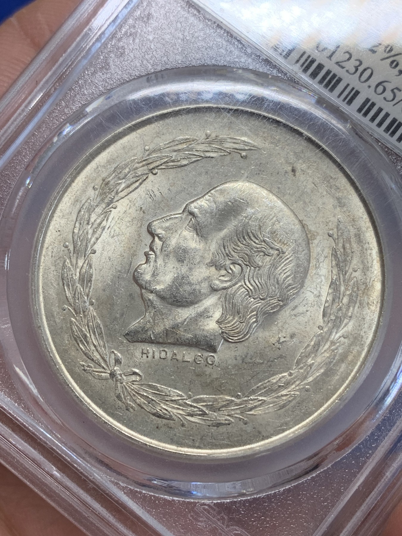 《竞宝斋》第246场-周日，周一 ，周二3场连拍 (全场包邮) SGS MS65 Hidalgo 墨西哥1952年5比索大银币