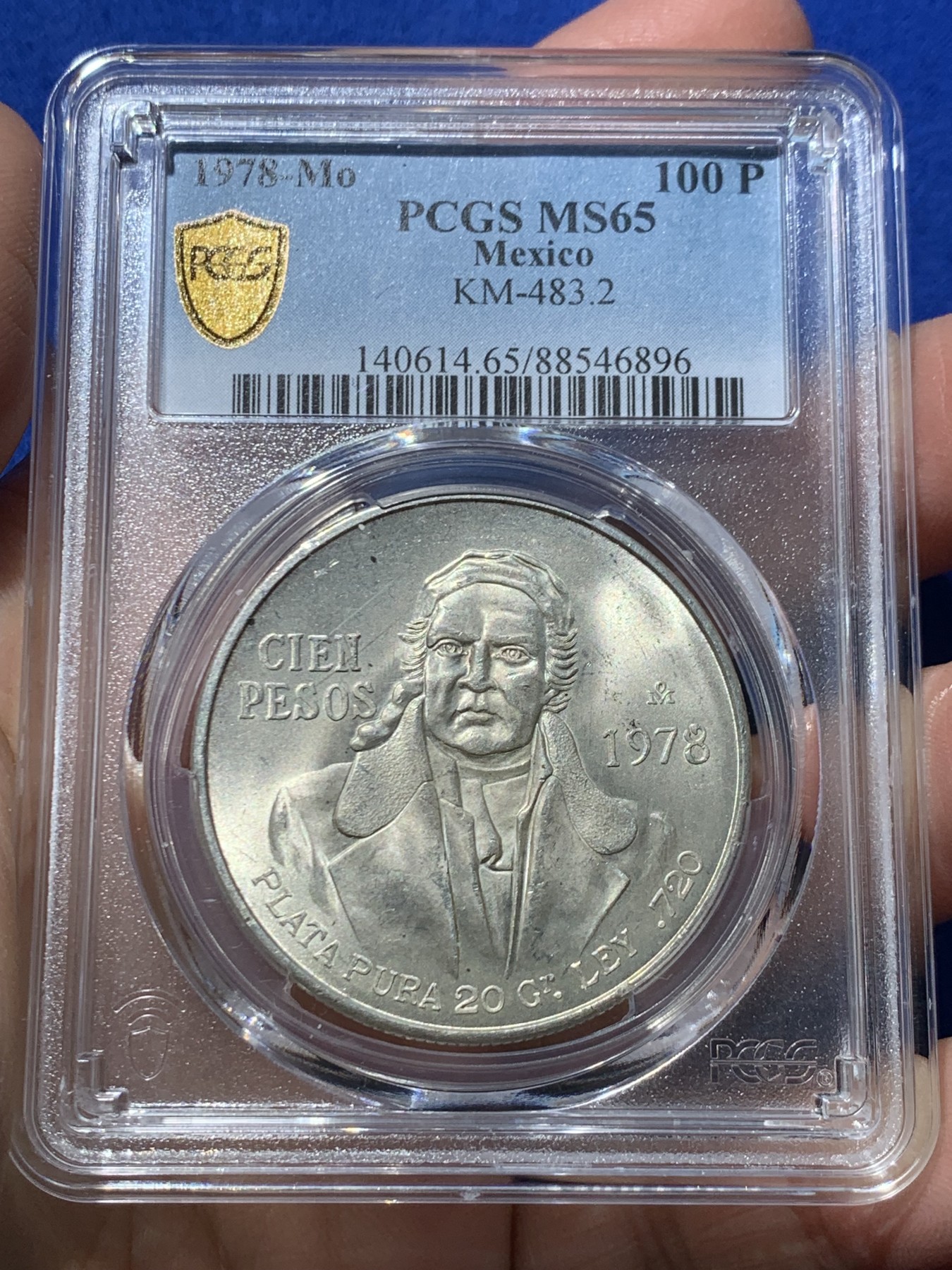 《竞宝斋》第246场-周日，周一 ，周二3场连拍 (全场包邮) PCGS MS65 墨西哥1978年革命领袖1978年100比索大银币