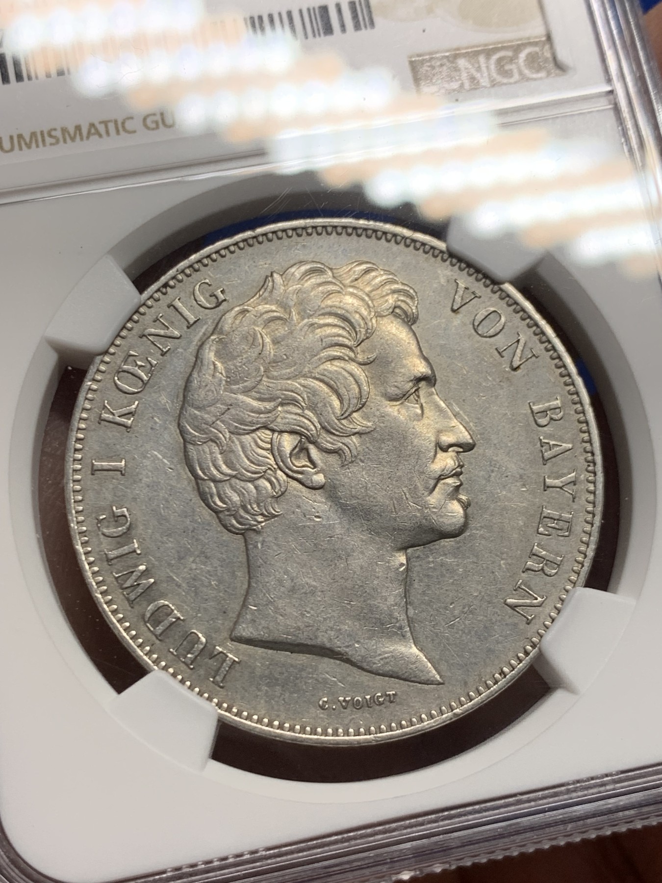 《竞宝斋》第246场-周日，周一 ，周二3场连拍 (全场包邮) NGC UNC 德国 1844 巴伐利亚 将军大厅 2泰勒37克的大银币 细节底板 ms状态都很好 除了没给分 性价比好