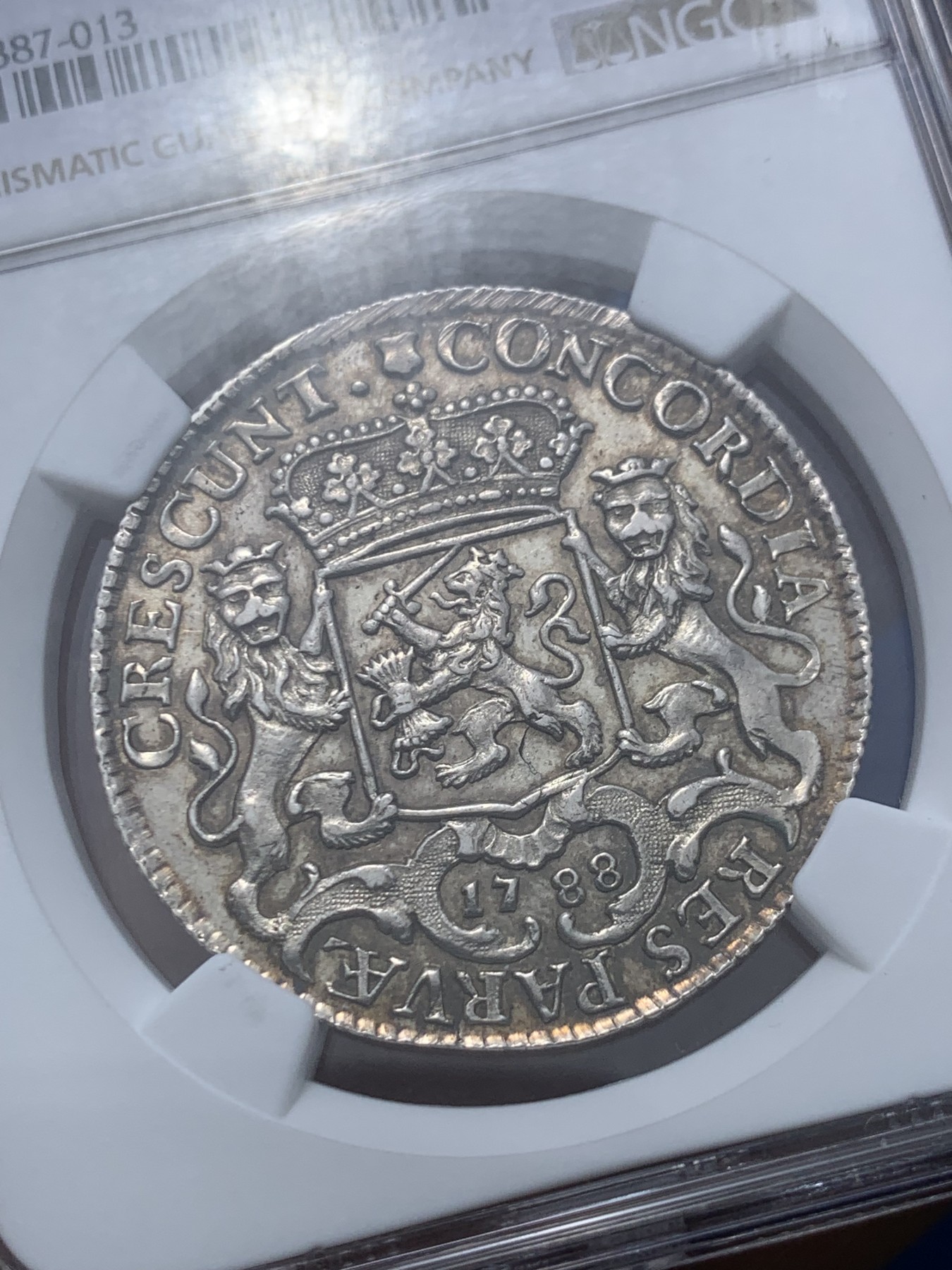 《竞宝斋》第246场-周日，周一 ，周二3场连拍 (全场包邮) NGC MS62 荷兰乌特勒支小马剑1/2杜卡特银币 骑士和战马栩栩如生