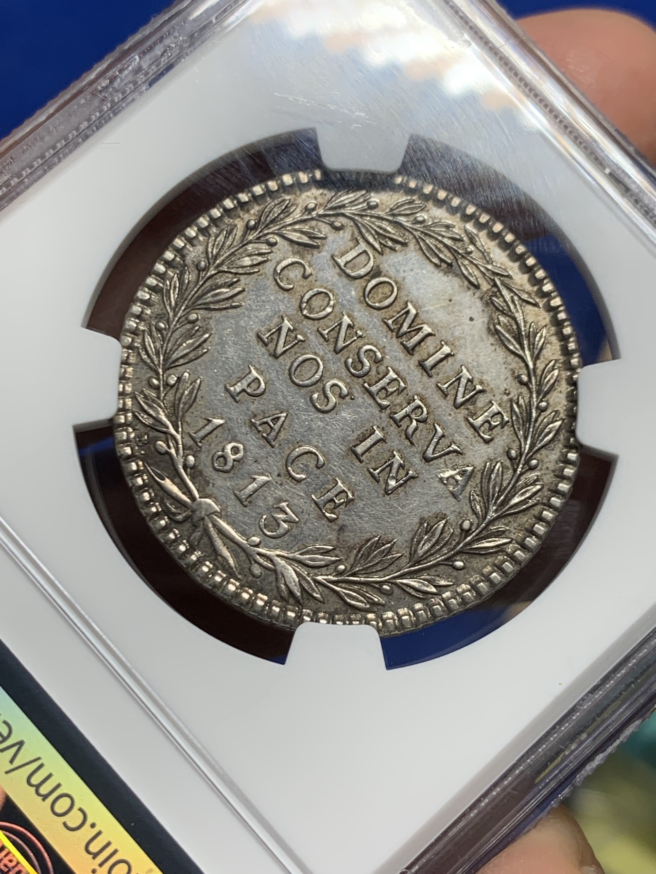 《竞宝斋》第246场-周日，周一 ，周二3场连拍 (全场包邮) NGC UNC 瑞士1813-B苏黎世20巴增银币 黑五彩 单一发行年份 十分稀缺的品种 克书价高