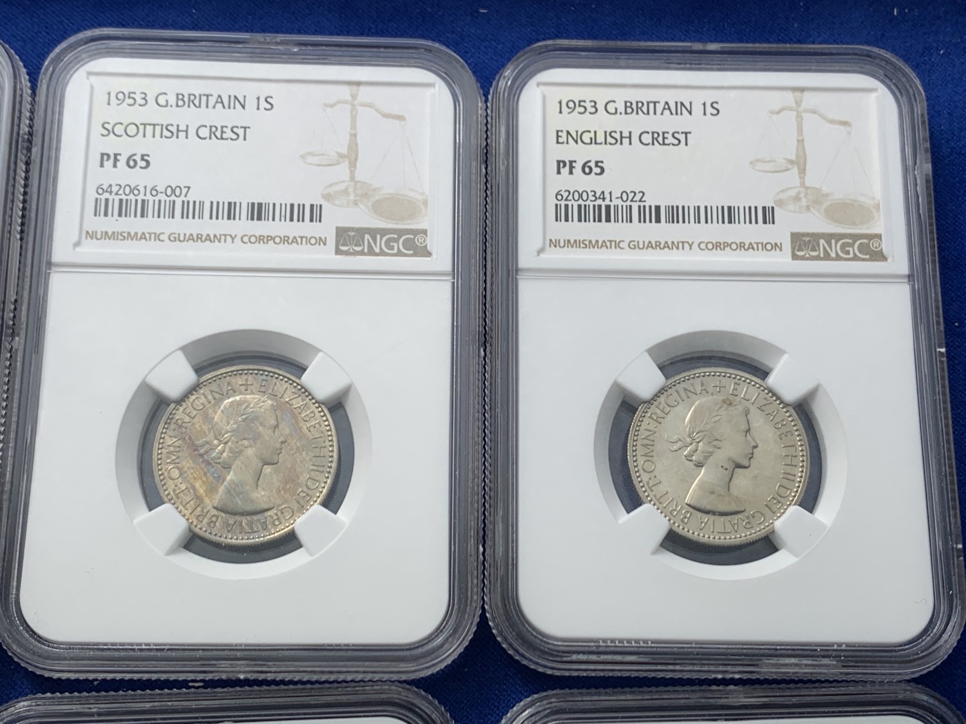 《竞宝斋》第246场-周日，周一 ，周二3场连拍 (全场包邮) NGC PF64-65 英国1953年伊丽莎白二世登基纪念精制币一套10枚 少见卡册包装