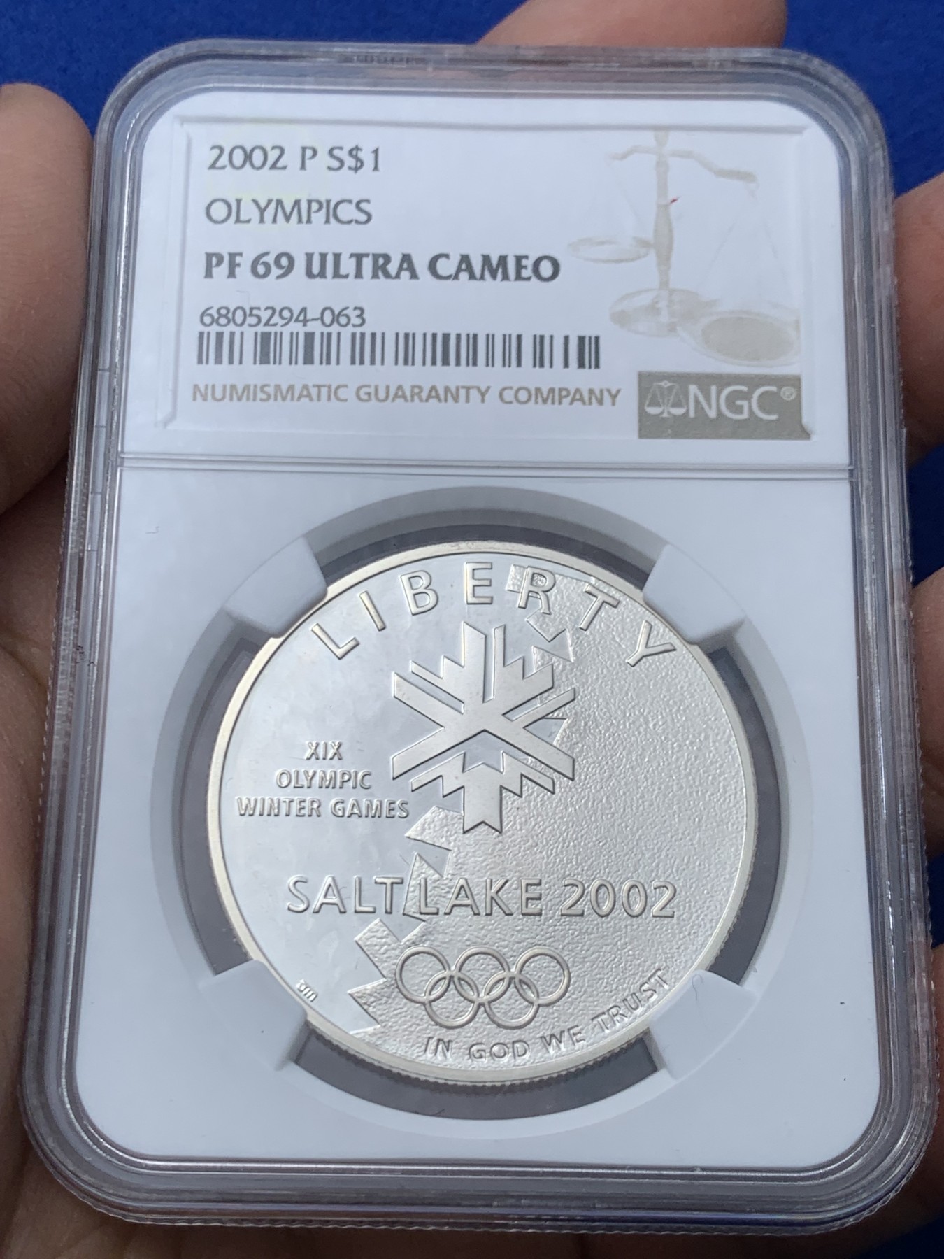 《竞宝斋》第246场-周日，周一 ，周二3场连拍 (全场包邮) NGC PF69UC 美国2002年盐湖城冬奥会1美元精制大银币